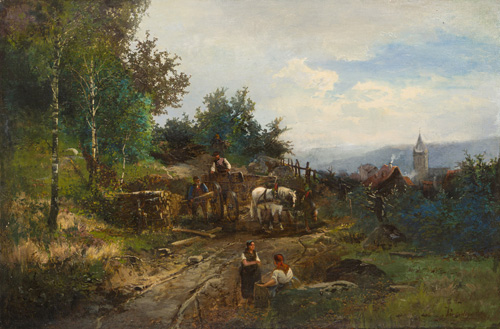 013 Joseph Rummelspacher "Landschaft mit Holzfuhrwerk". 1876.