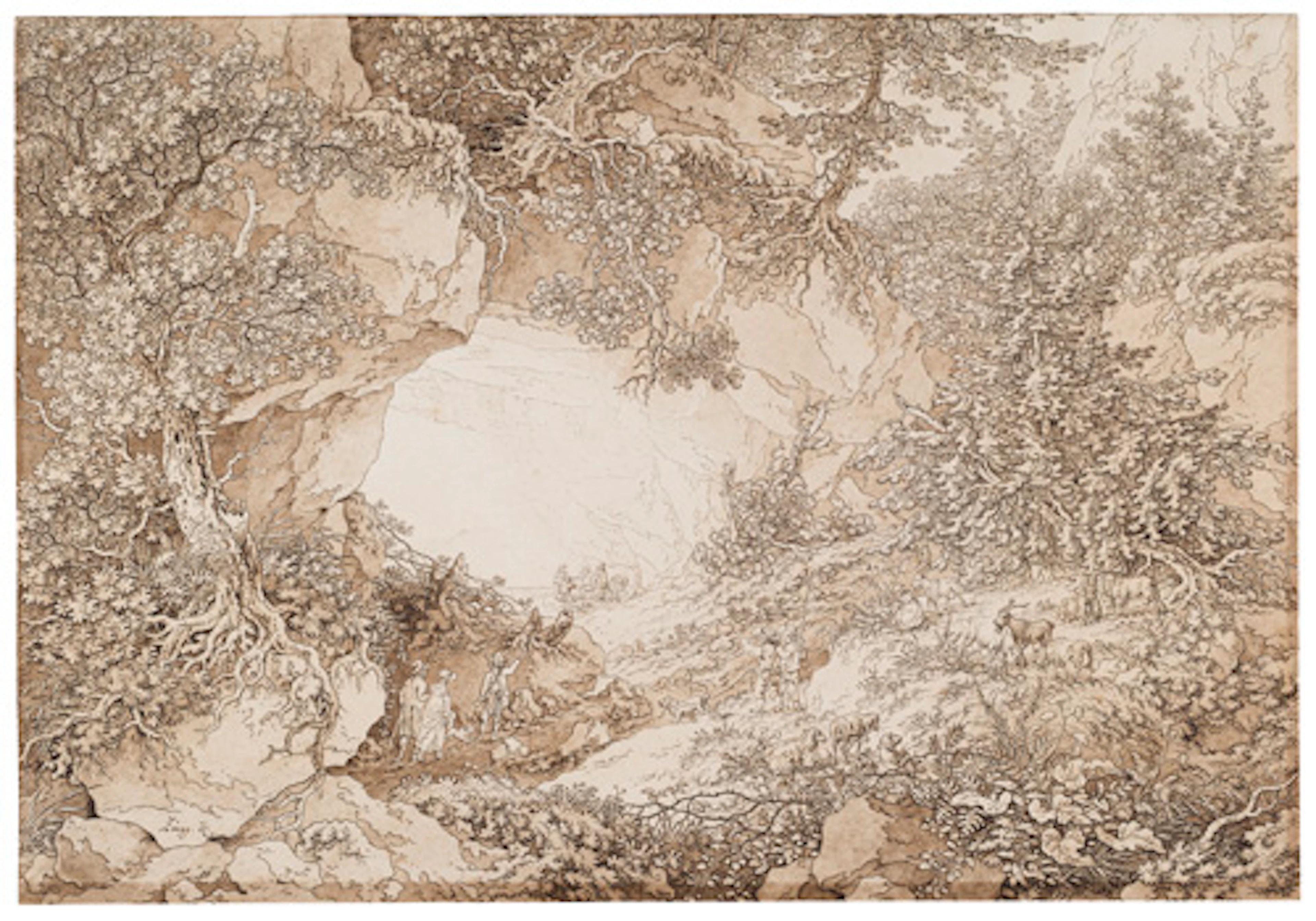 235 Adrian Zingg "Der Kuhstall in der Sächsischen Schweiz". Vor 1815.