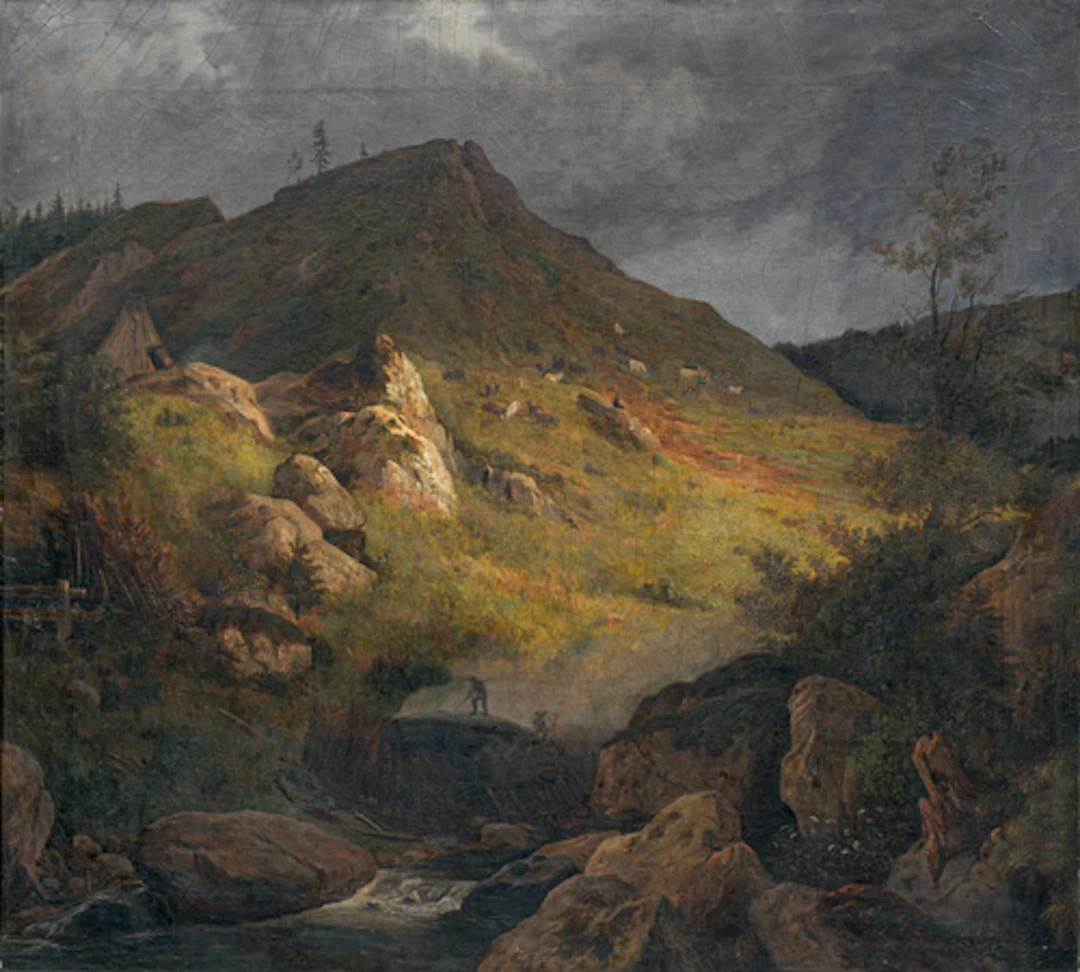 017 Heinrich Georg Crola (in der Art von), Köhlerhütte im Harz (?).