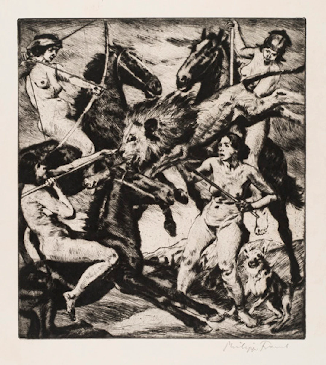 283 Philipp Franck "Kampf der Amazonen". 1910er/1920er Jahre.