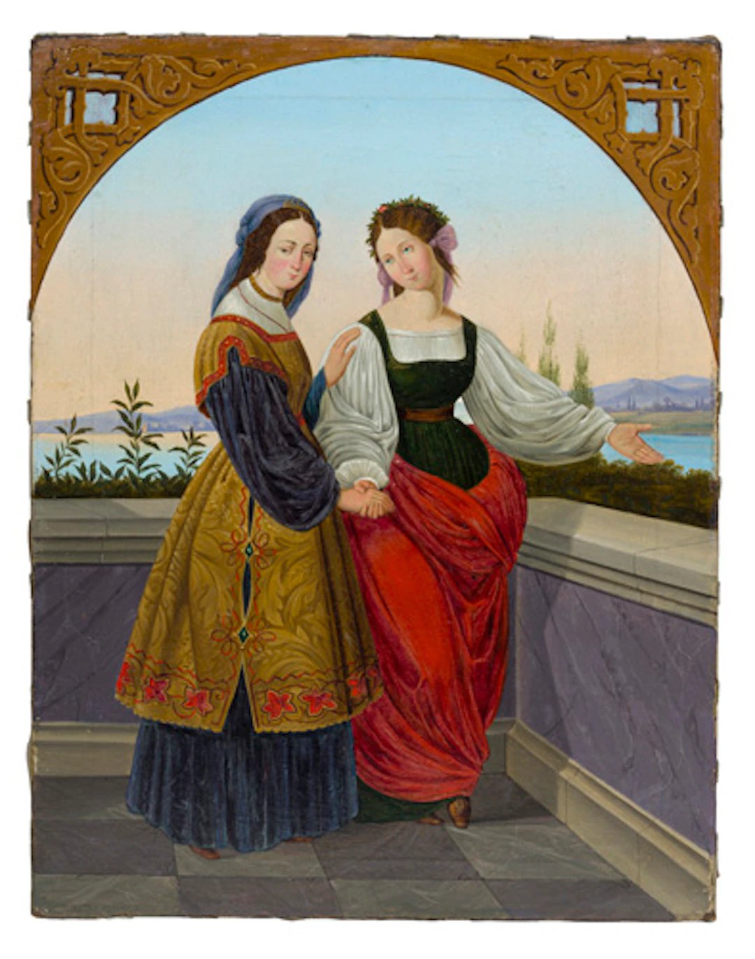 031 Carl Ferdinand Sohn "Die beiden Leonoren auf dem Altan stehend".