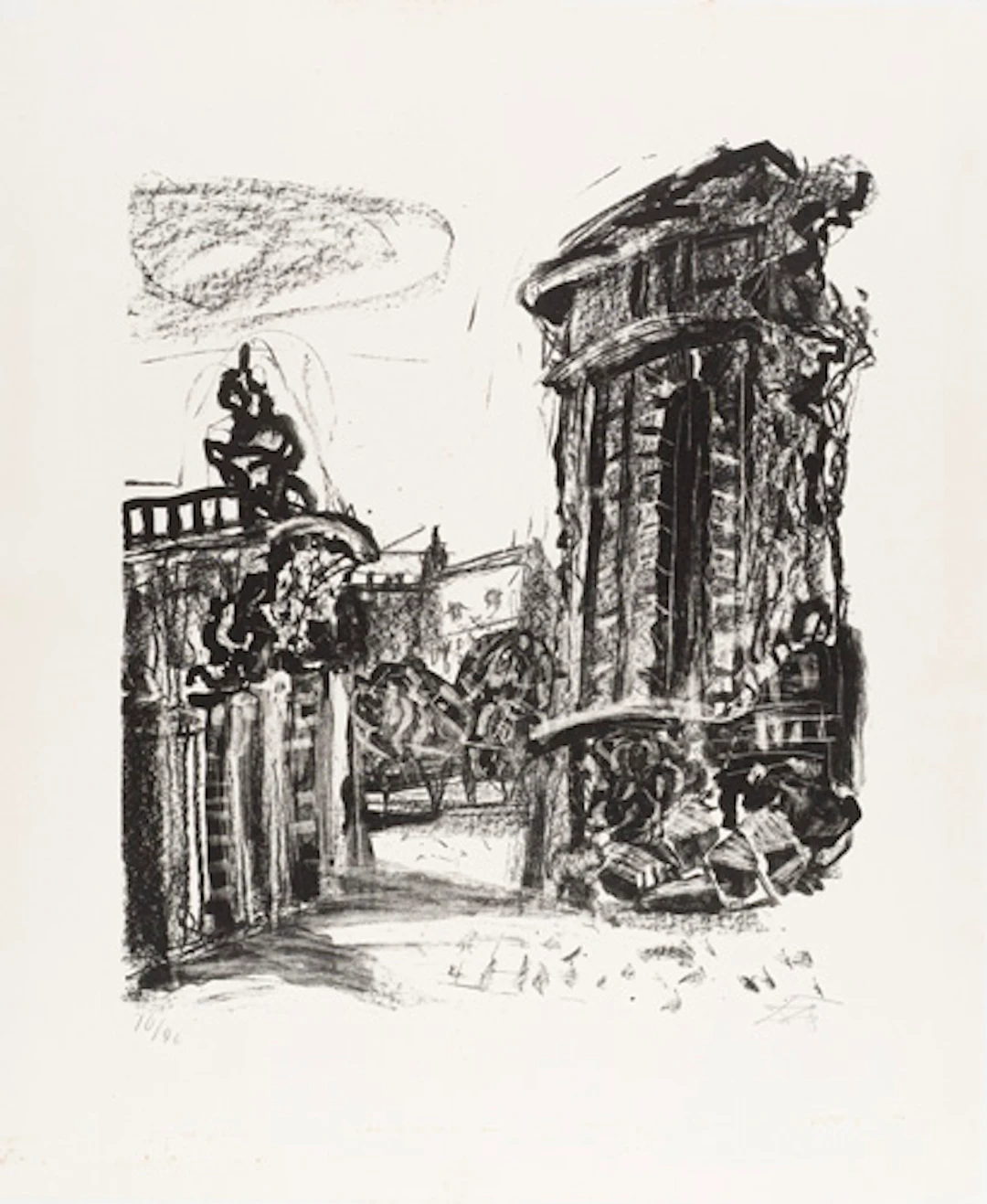 443 Otto Dix "Ruine der Frauenkirche". 1966.
