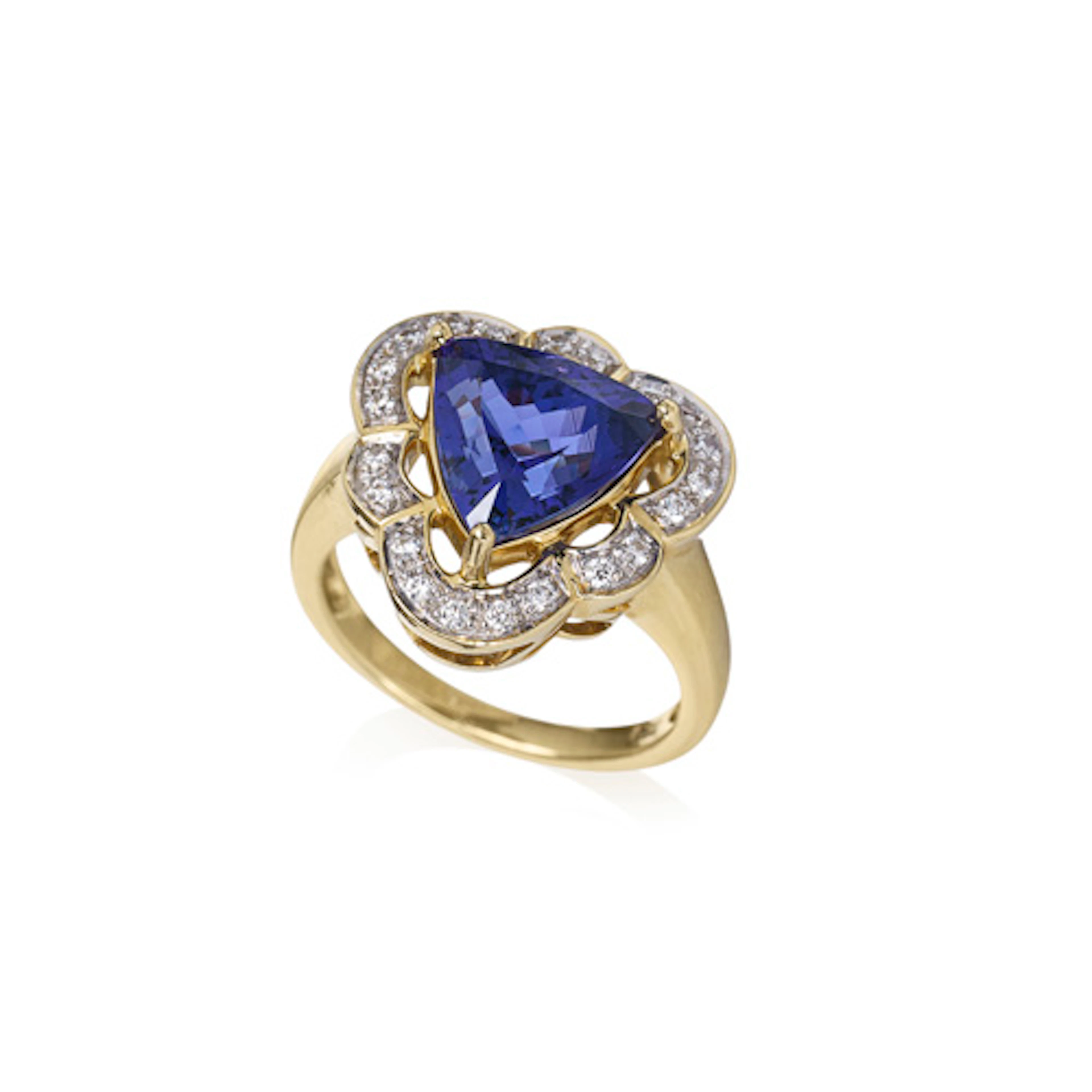 796 Großer Éntouragering mit Tansanit-Trilliant (ca. 4,7 ct).