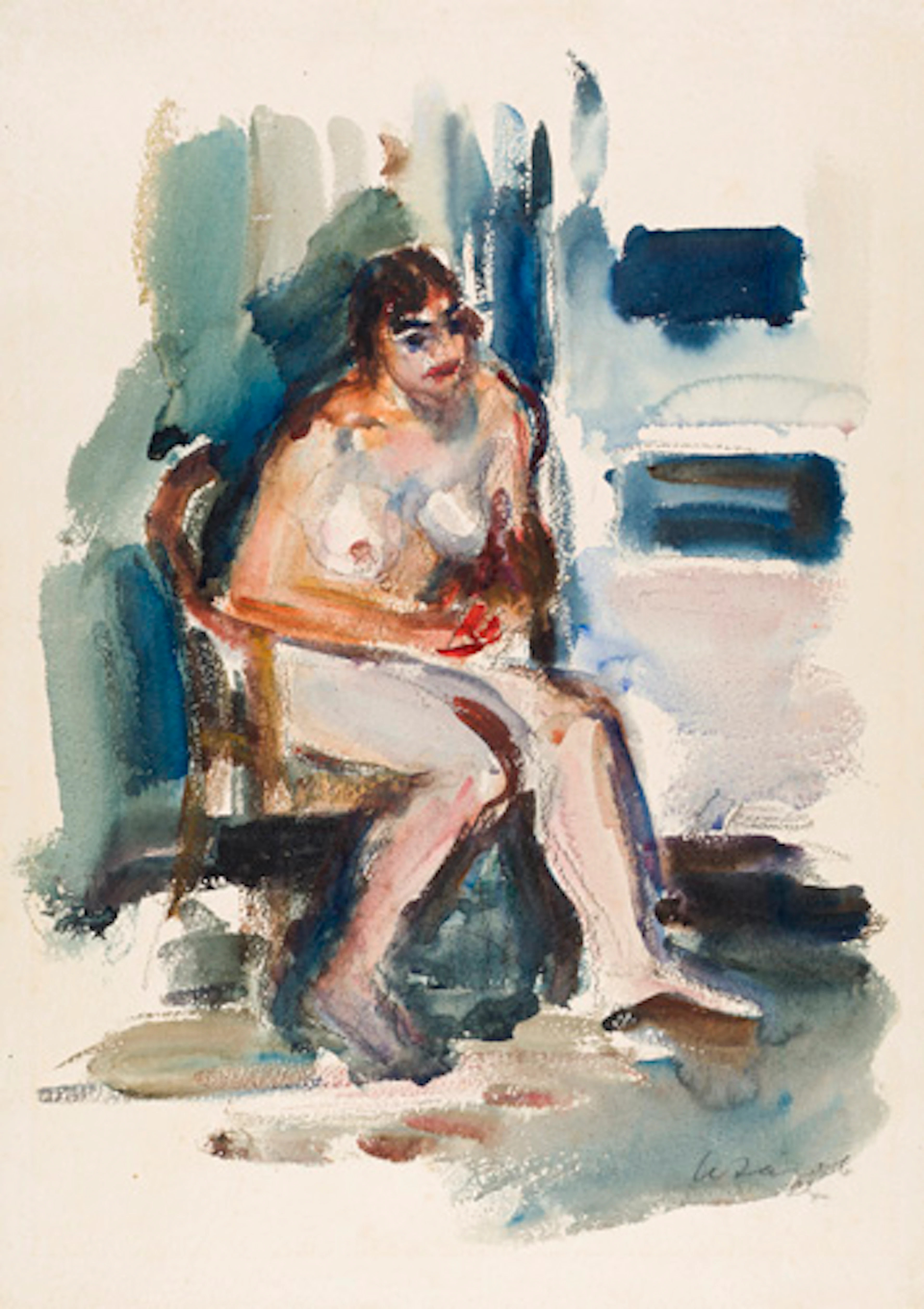 306 Walter Jacob "Im Lehnstuhl sitzender weiblicher Akt". 1924.