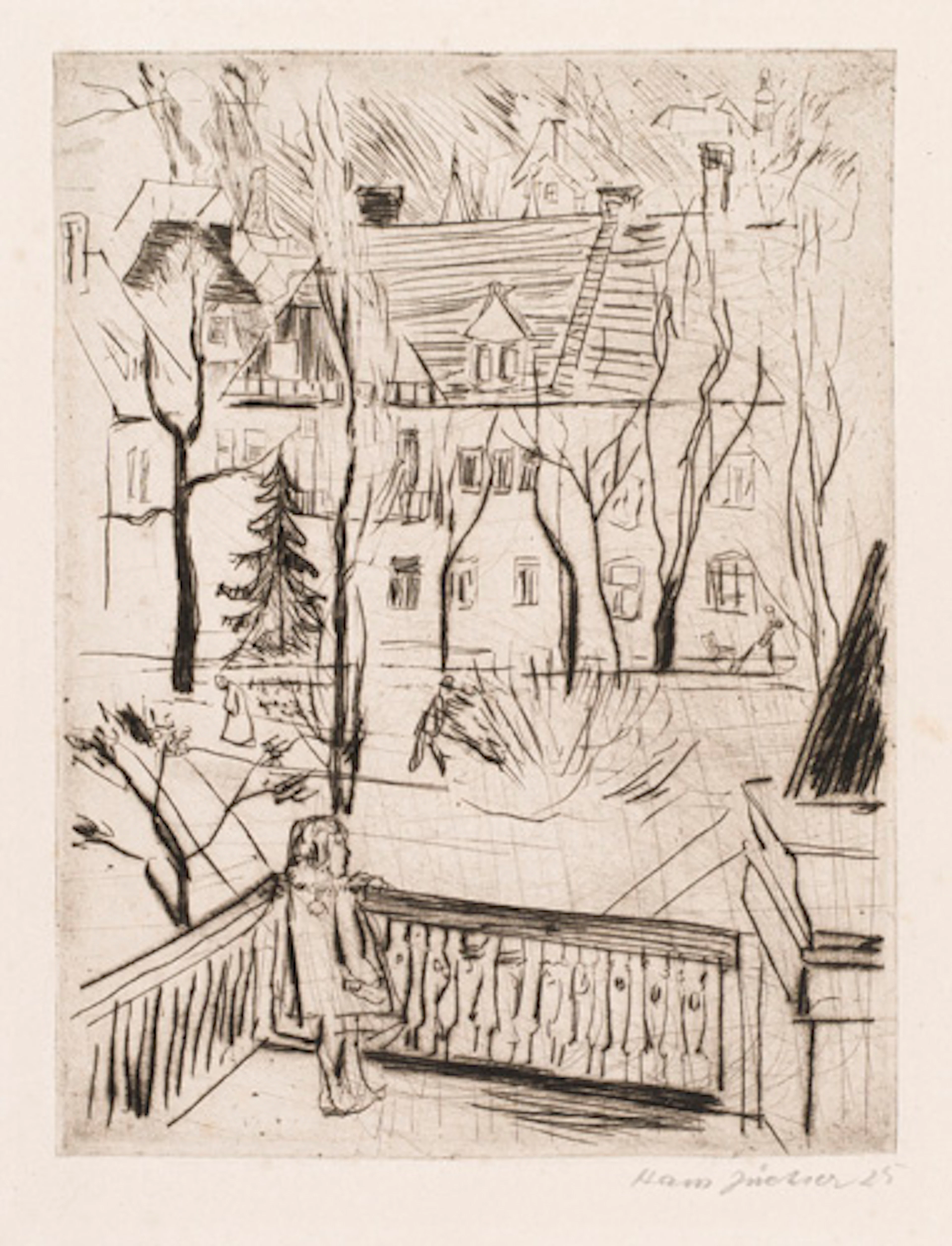 307 Hans Jüchser, Mädchen auf dem Altan. 1925.