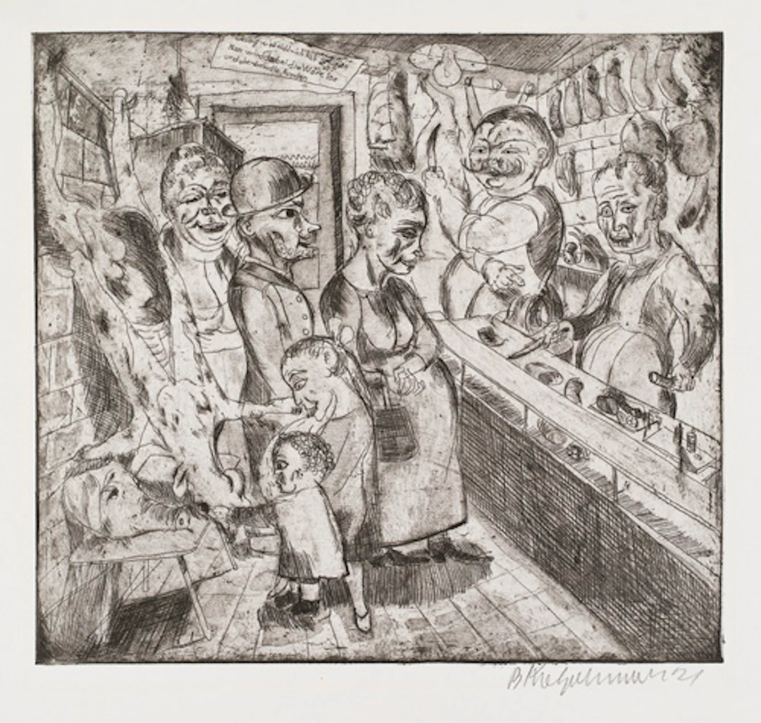 334 Bernhard Kretzschmar "Im Fleischerladen". 1920.