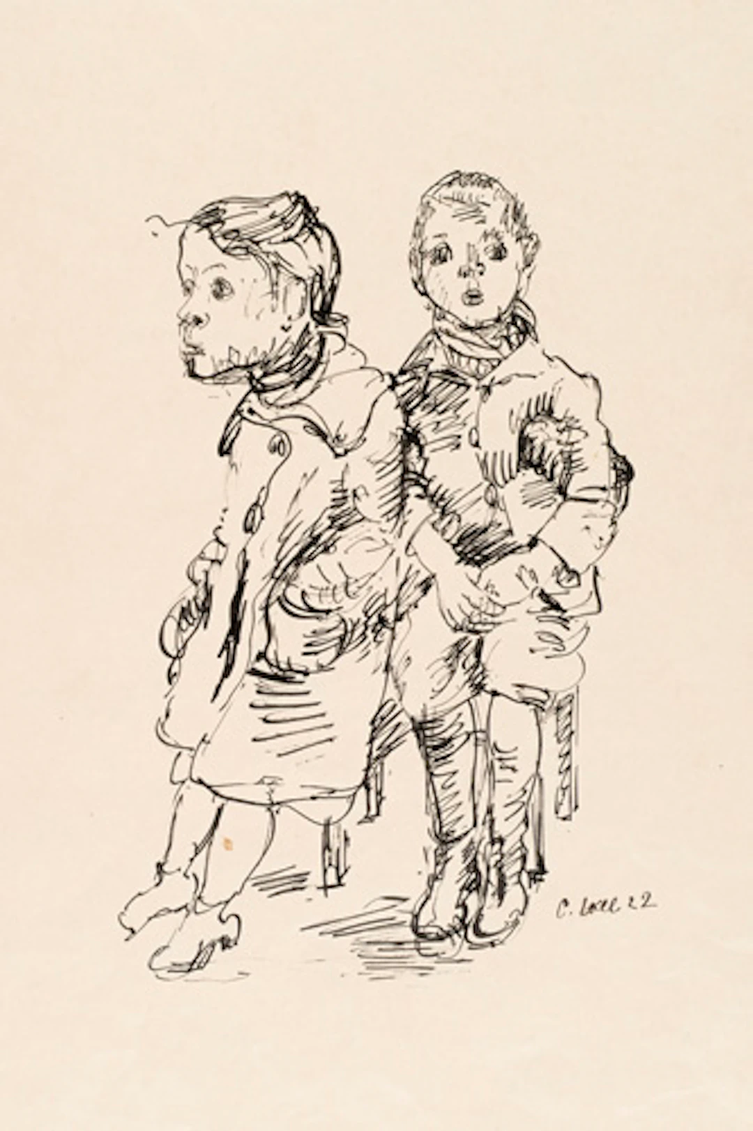 385 Christoph Voll, Zwei Kinder. 1922.