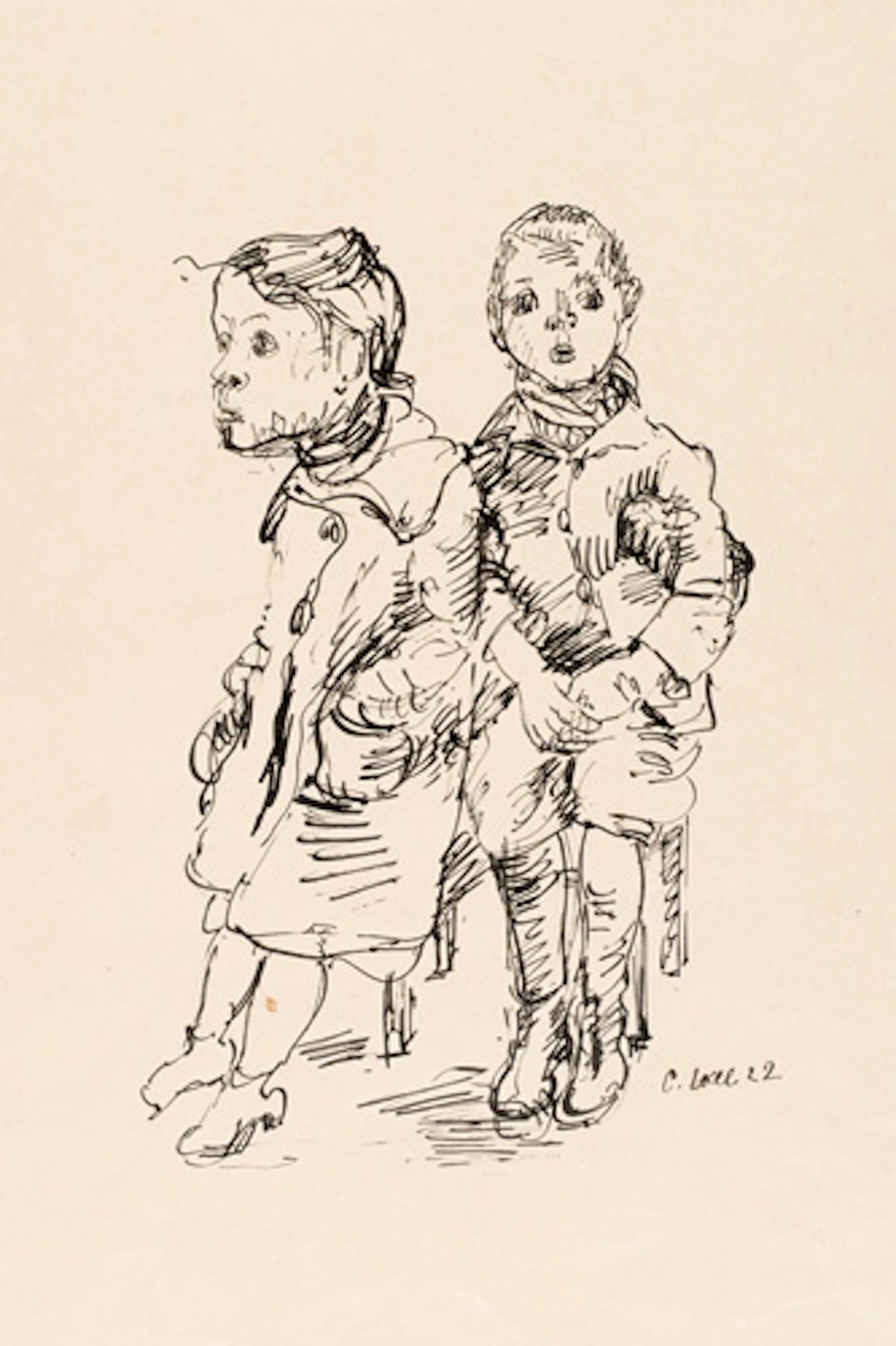 385 Christoph Voll, Zwei Kinder. 1922.