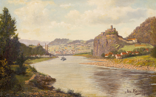 062 Josef Reiner, Der Schreckenstein mit Blick auf Usti nad Labem. 1919.
