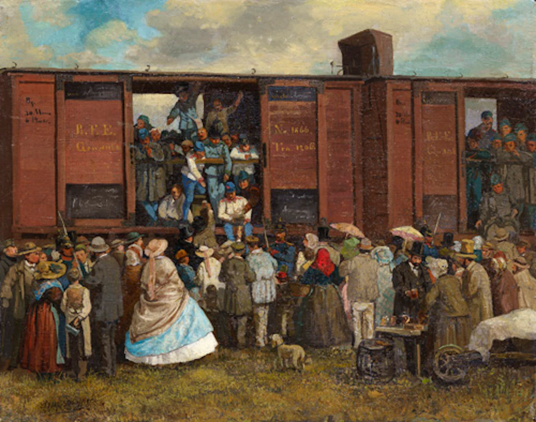 018 Adolf Dressler "Gefangene Österreicher am Freiburger Bahnhof von
