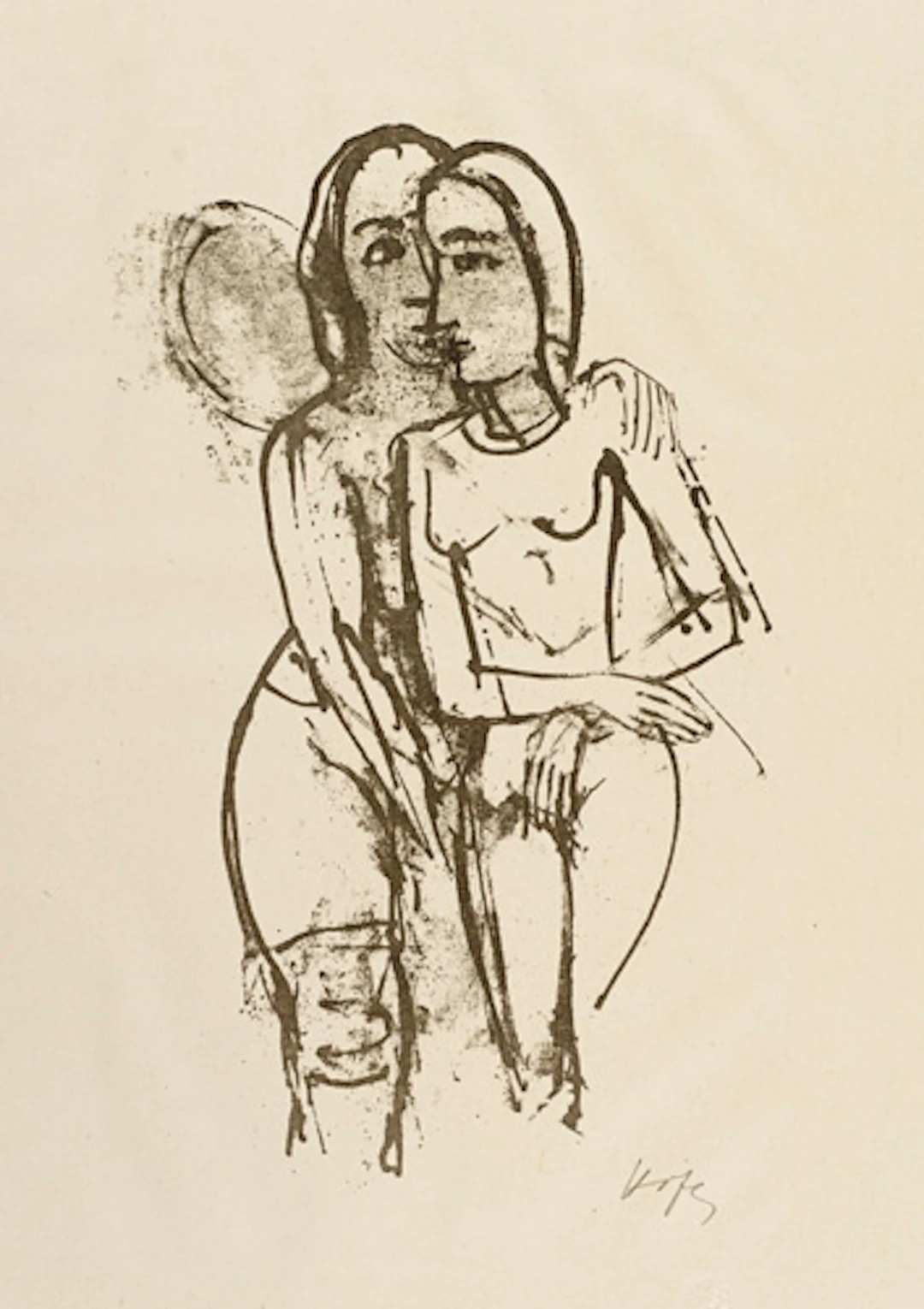 296 Karl Hofer, Zwei Mädchen in Umarmung. 1923.