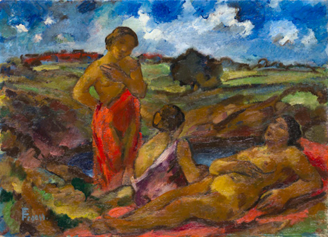051 Erich Fraaß "Drei Frauen am See". Um 1919.