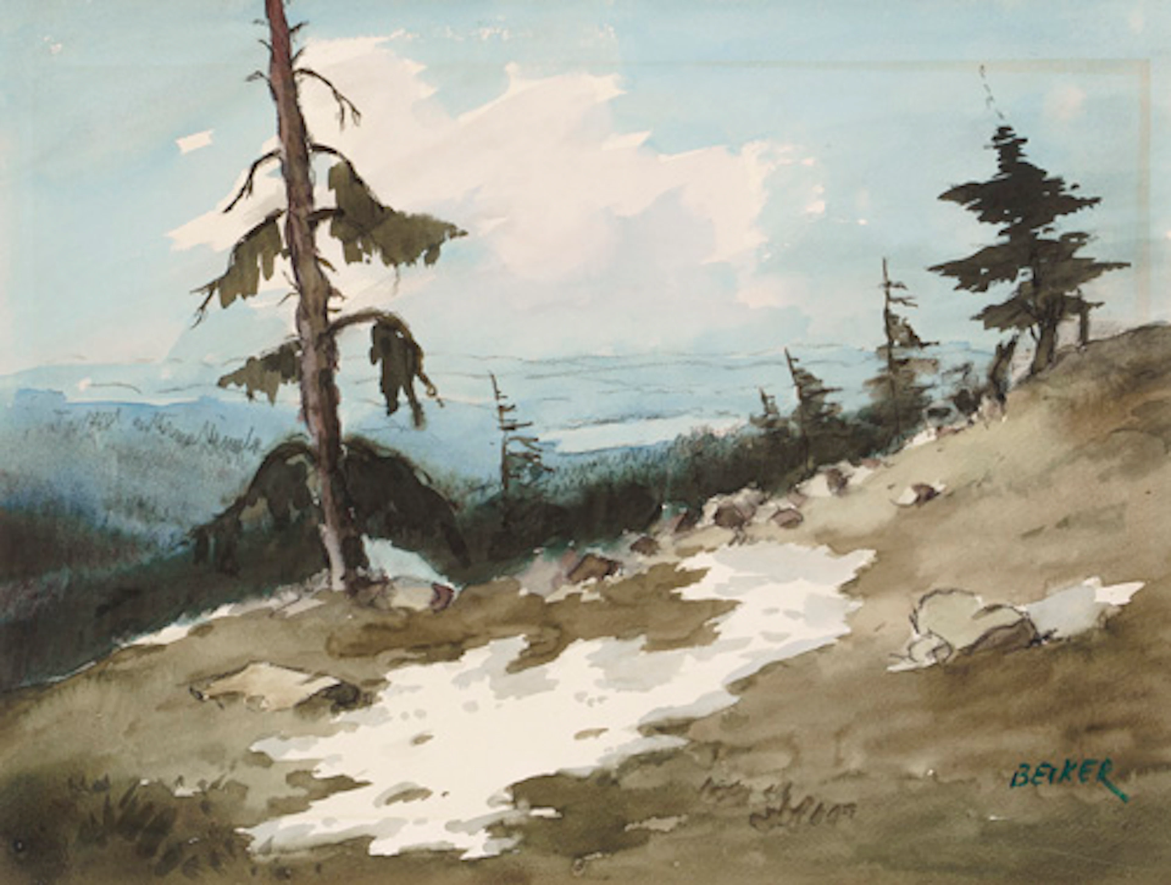 428 Willy Becker, Letzter Schnee – Osterzgebirgskamm. Wohl 1970er Jahre.