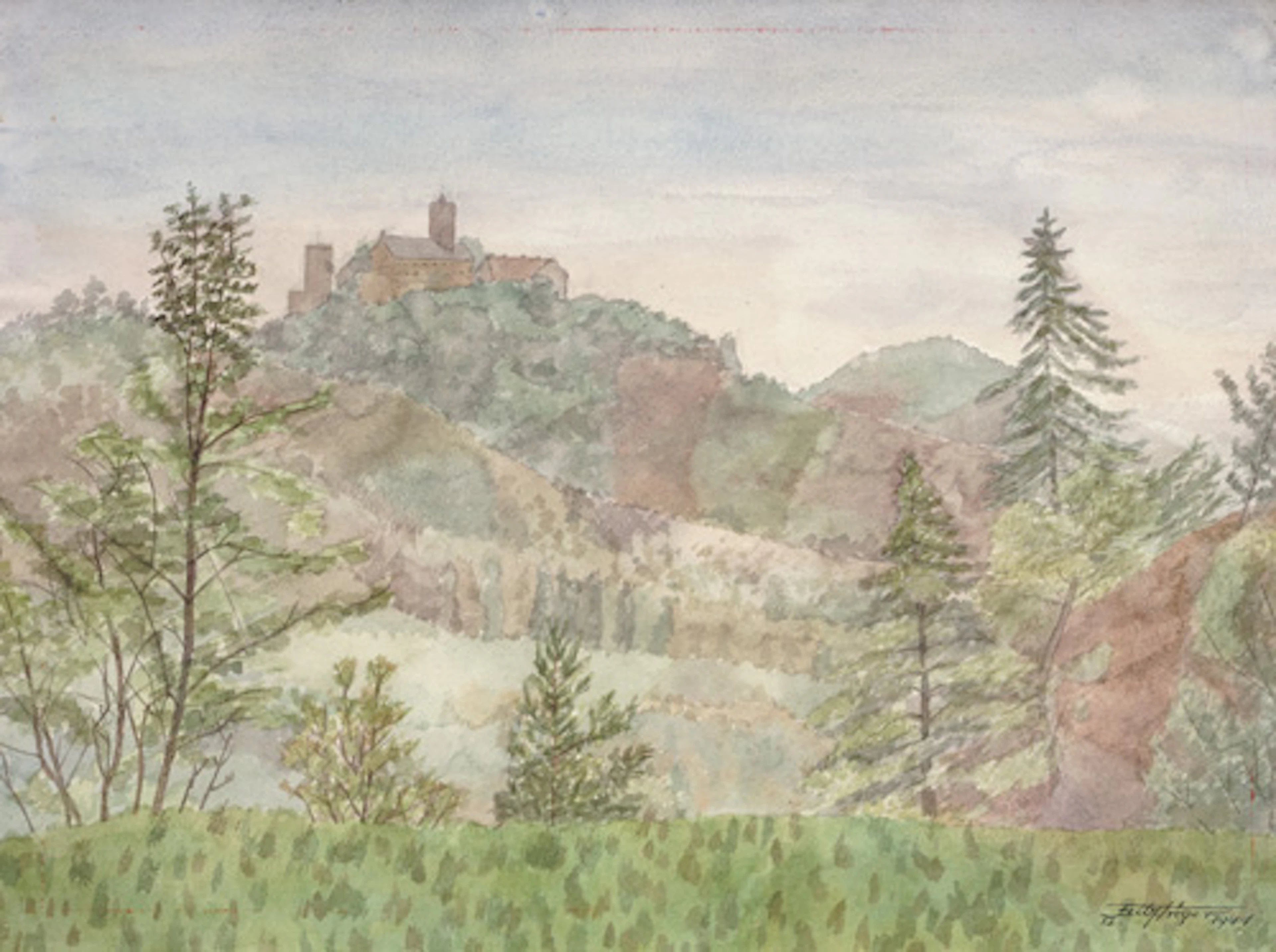 379 Fritz Tröger, Blick auf die Wartburg. 1941.