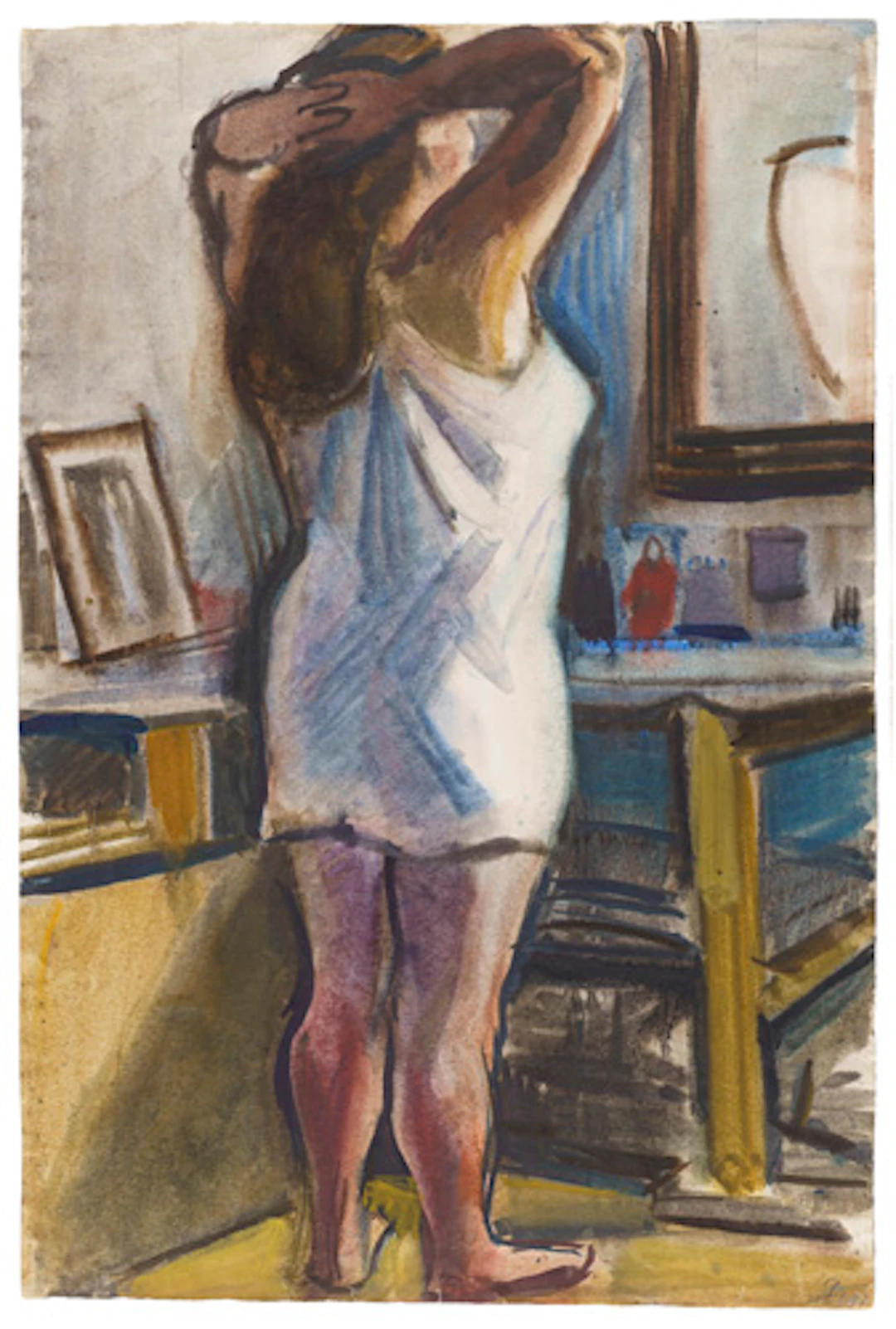 558 Curt Querner "Stehende im Hemd, vor dem Spiegel". 1957.