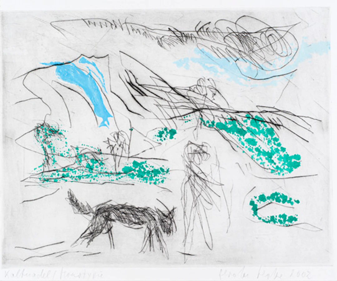 526 Gerda Lepke, Landschaft mit Figur und Tier / "Zum Thema Jazz"