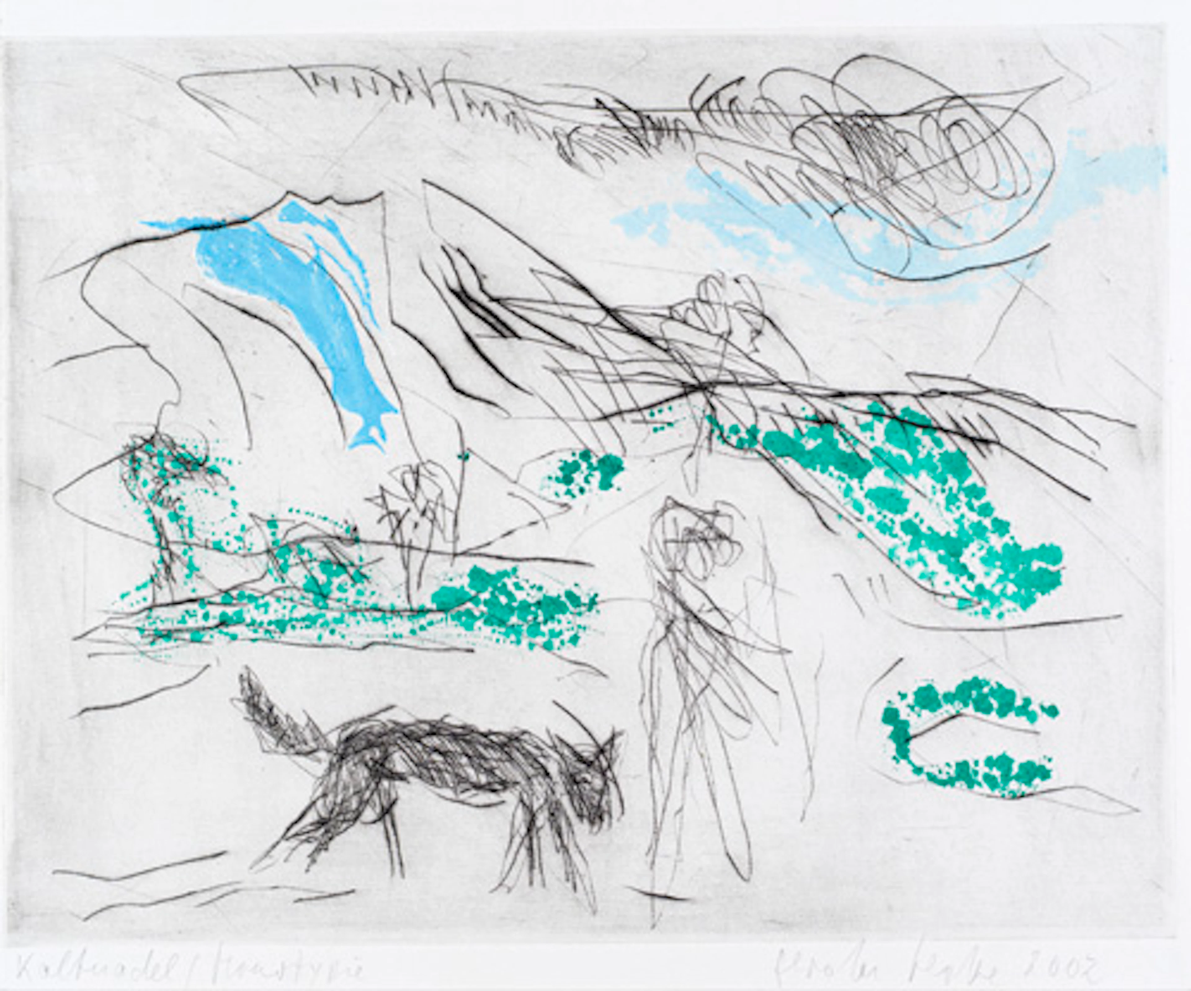526 Gerda Lepke, Landschaft mit Figur und Tier / "Zum Thema Jazz"