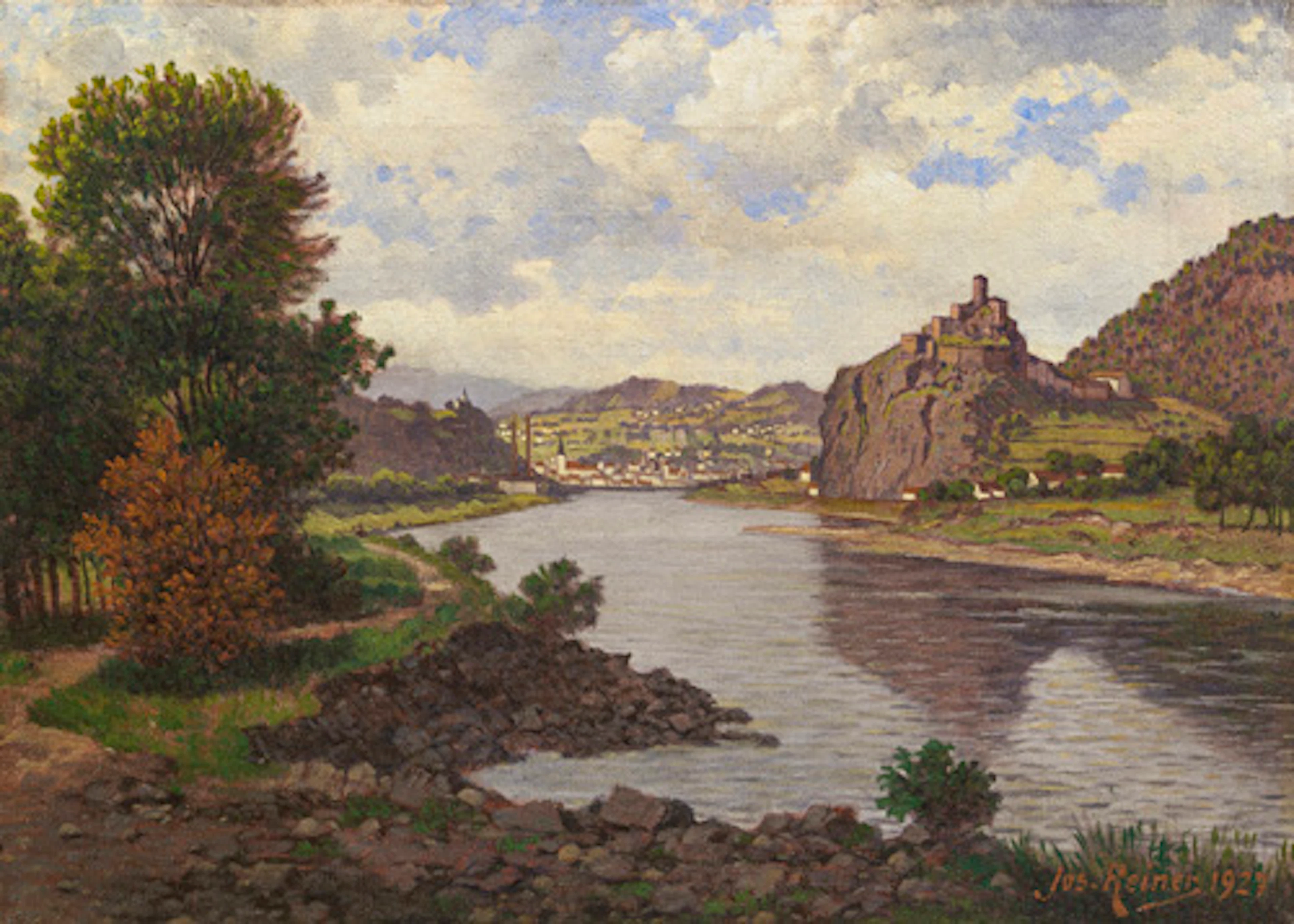 080 Josef Reiner, Der Schreckenstein mit Blick auf Ústí nad Labem. 1927.