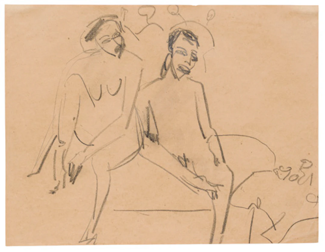 314 Ernst Ludwig Kirchner "Nacktes Paar im Atelier". 1910.