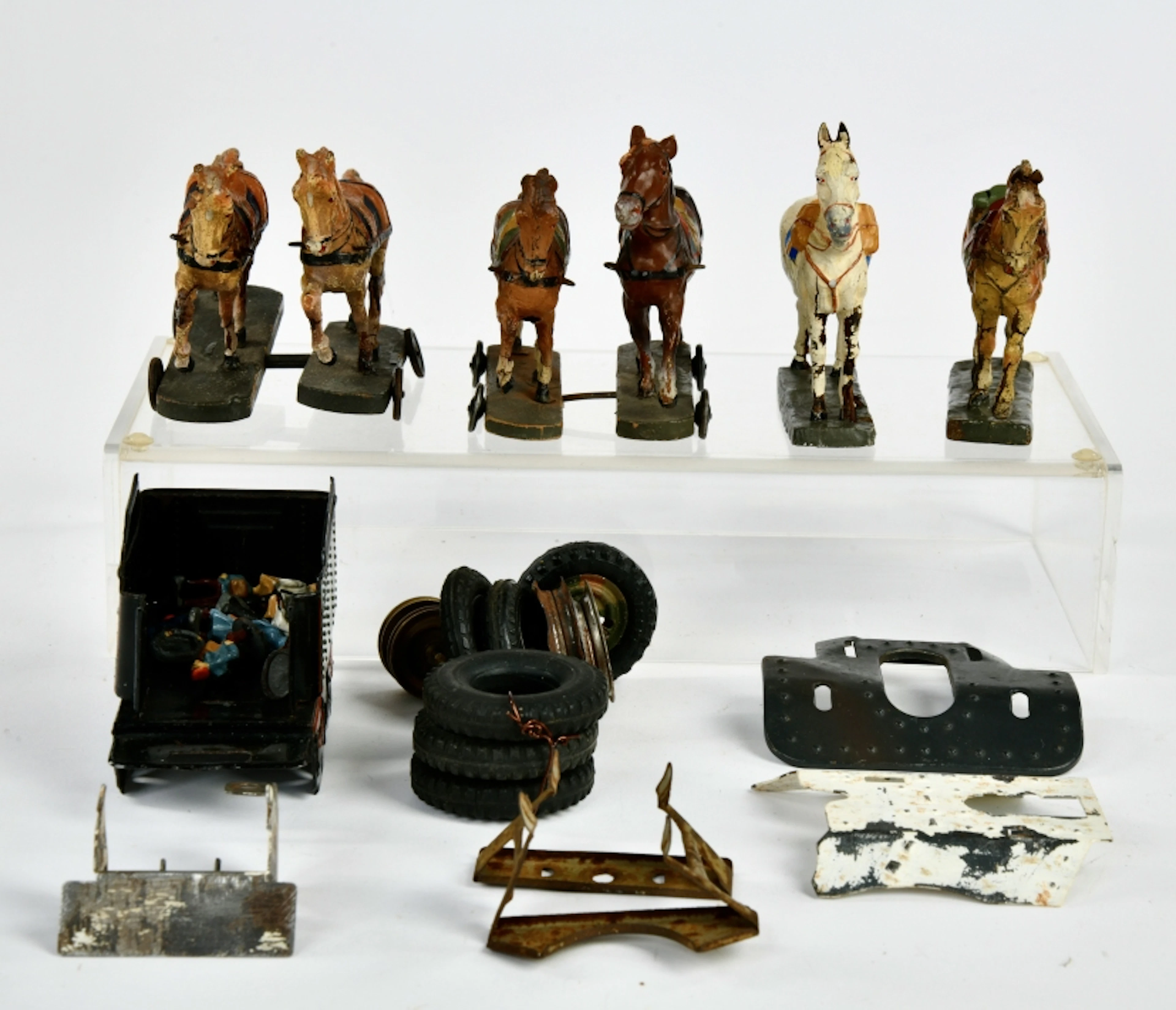 Lineol u.a., Pferde, Eisenbahnfiguren, Ersatzteile