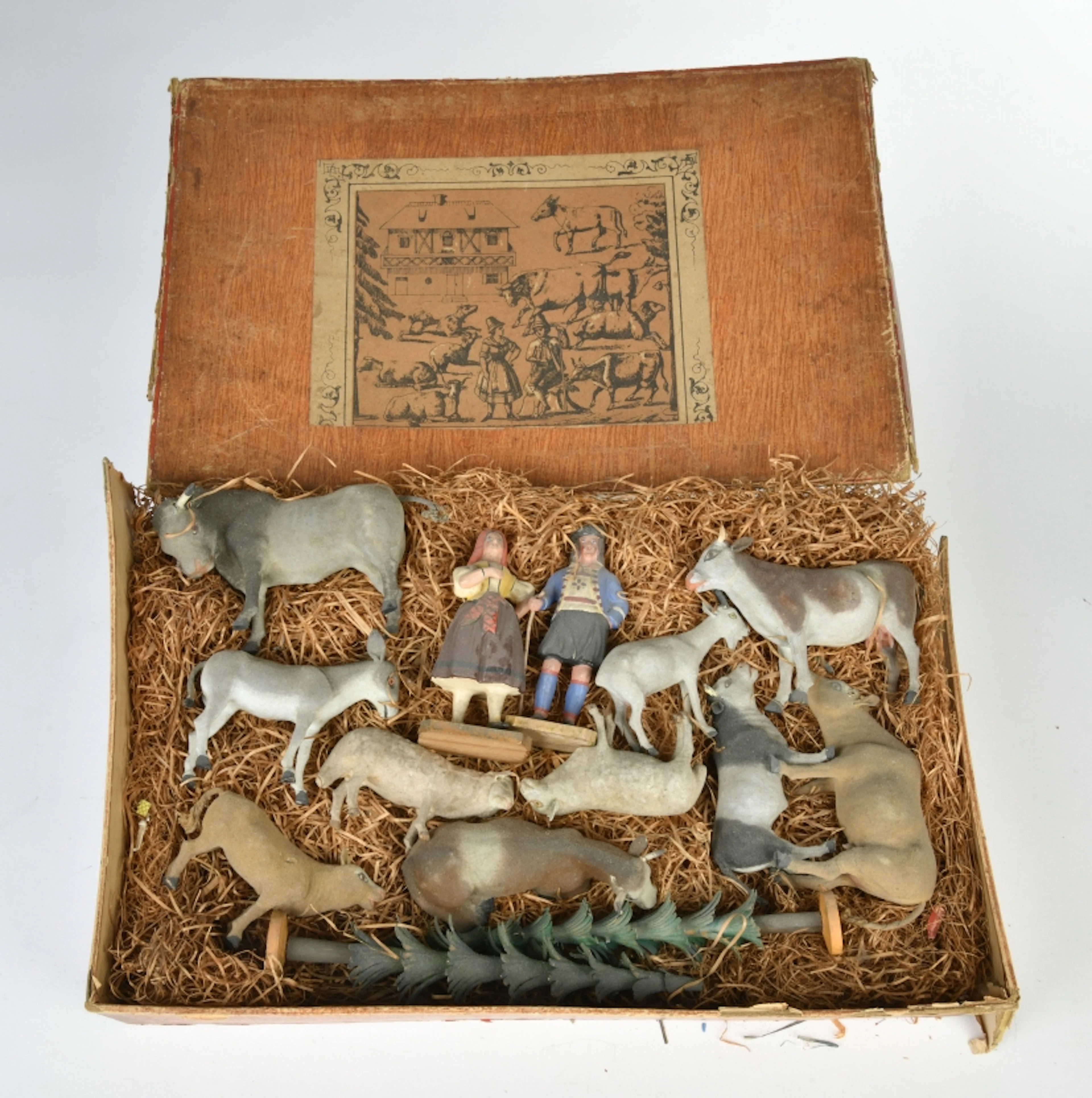 Farm Set, 10 Tiere, 2 Figuren, Bäume