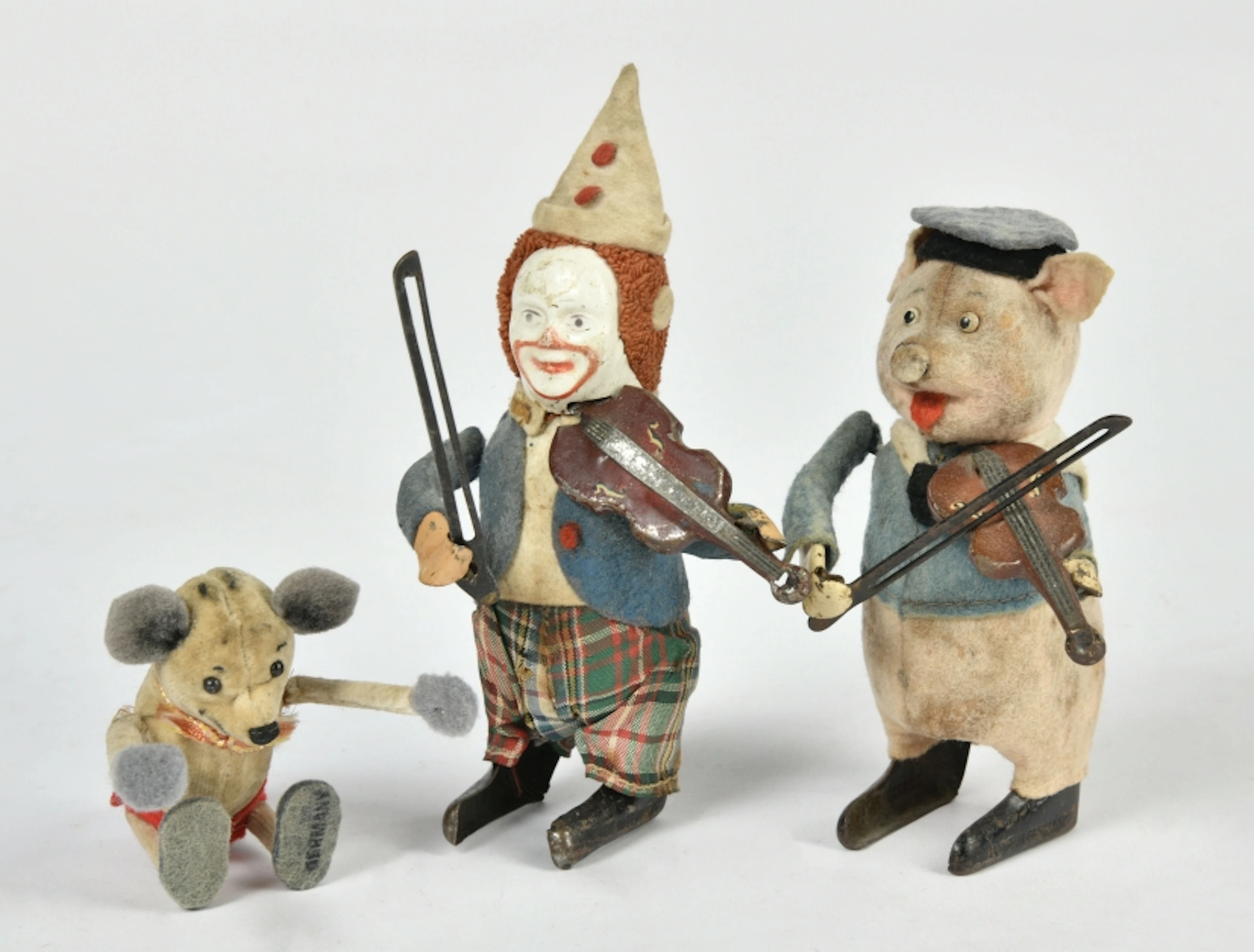 Schuco, Schwein und Clown mit Geige & Turnmaus