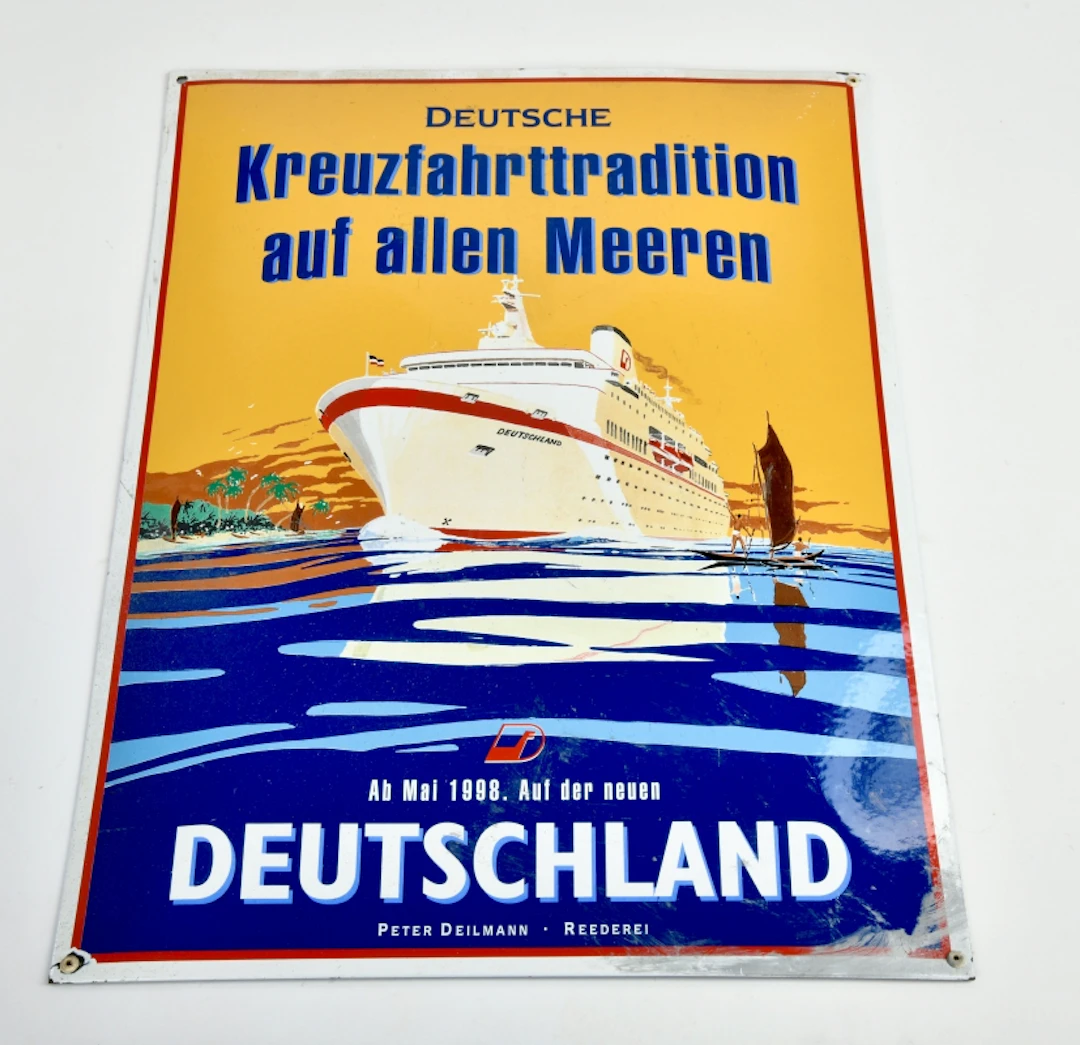 Emailschild, Deutsche Kreuzfahrttradition auf allen Meeren