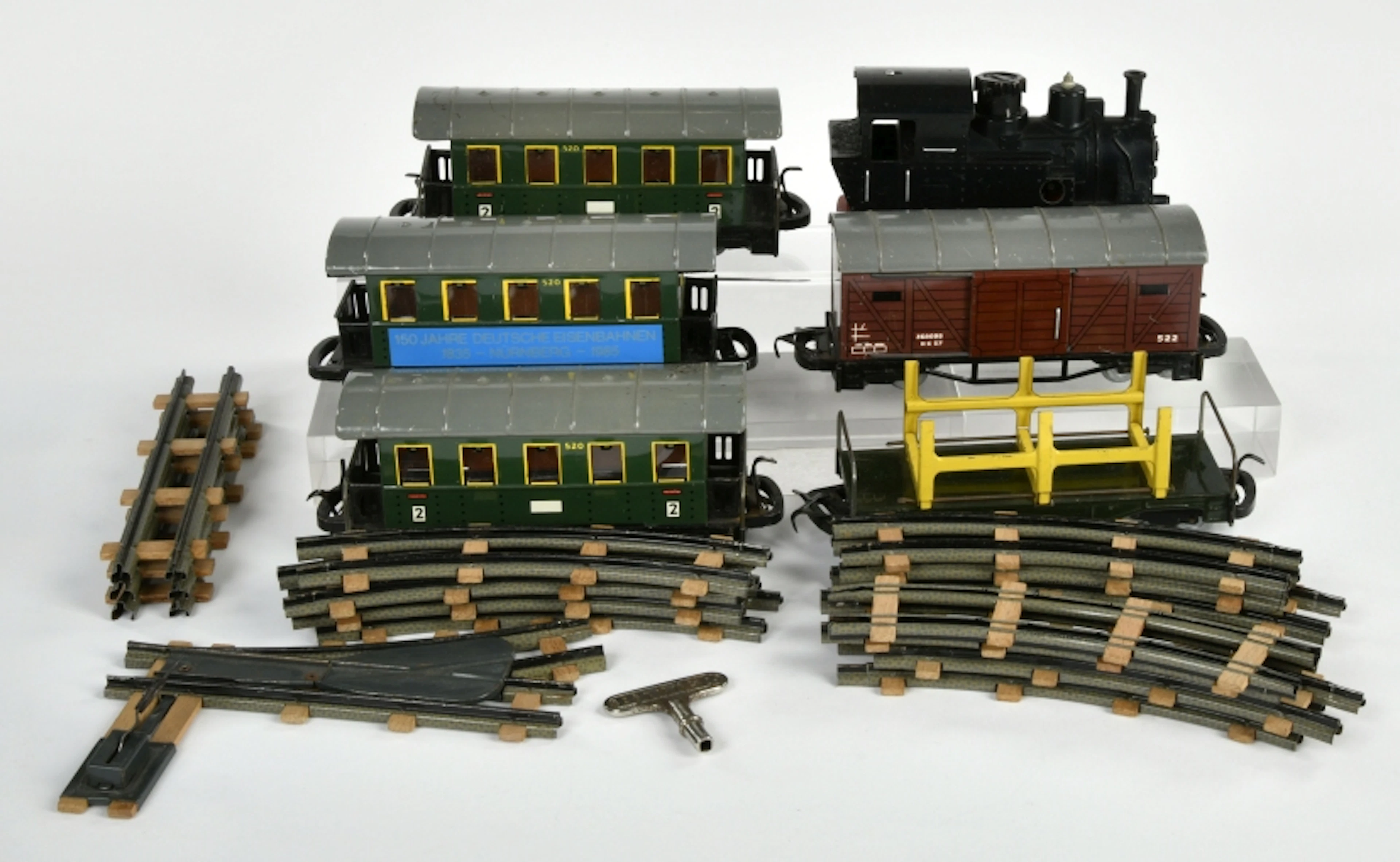 Biller Bahn, Lok, 4 Wagen, Schienen