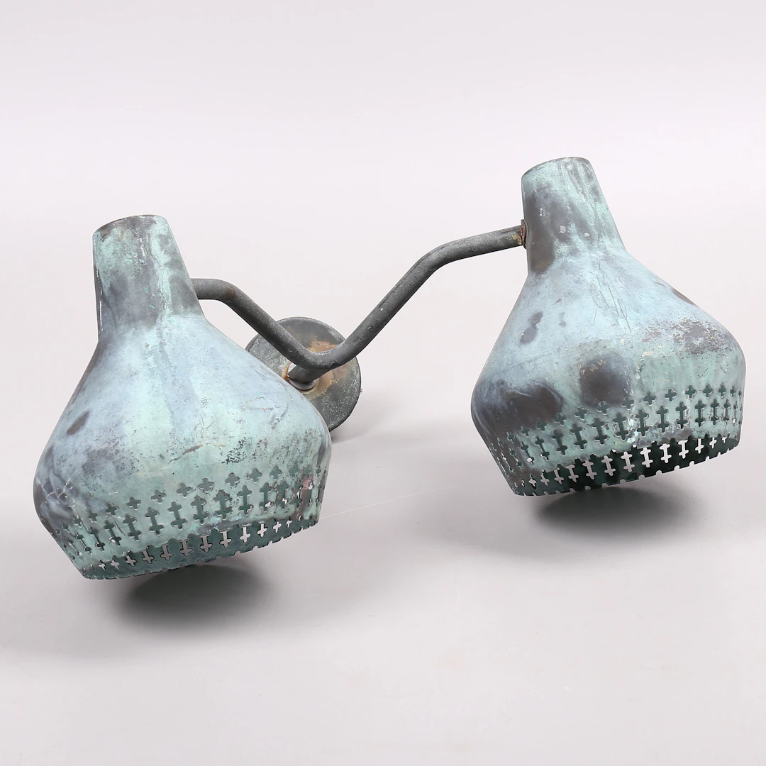 HANS BERGSTRÖM. Vägglampa för utomhusbruk, koppar, för Ateljé Lyktan, 1940-tal.