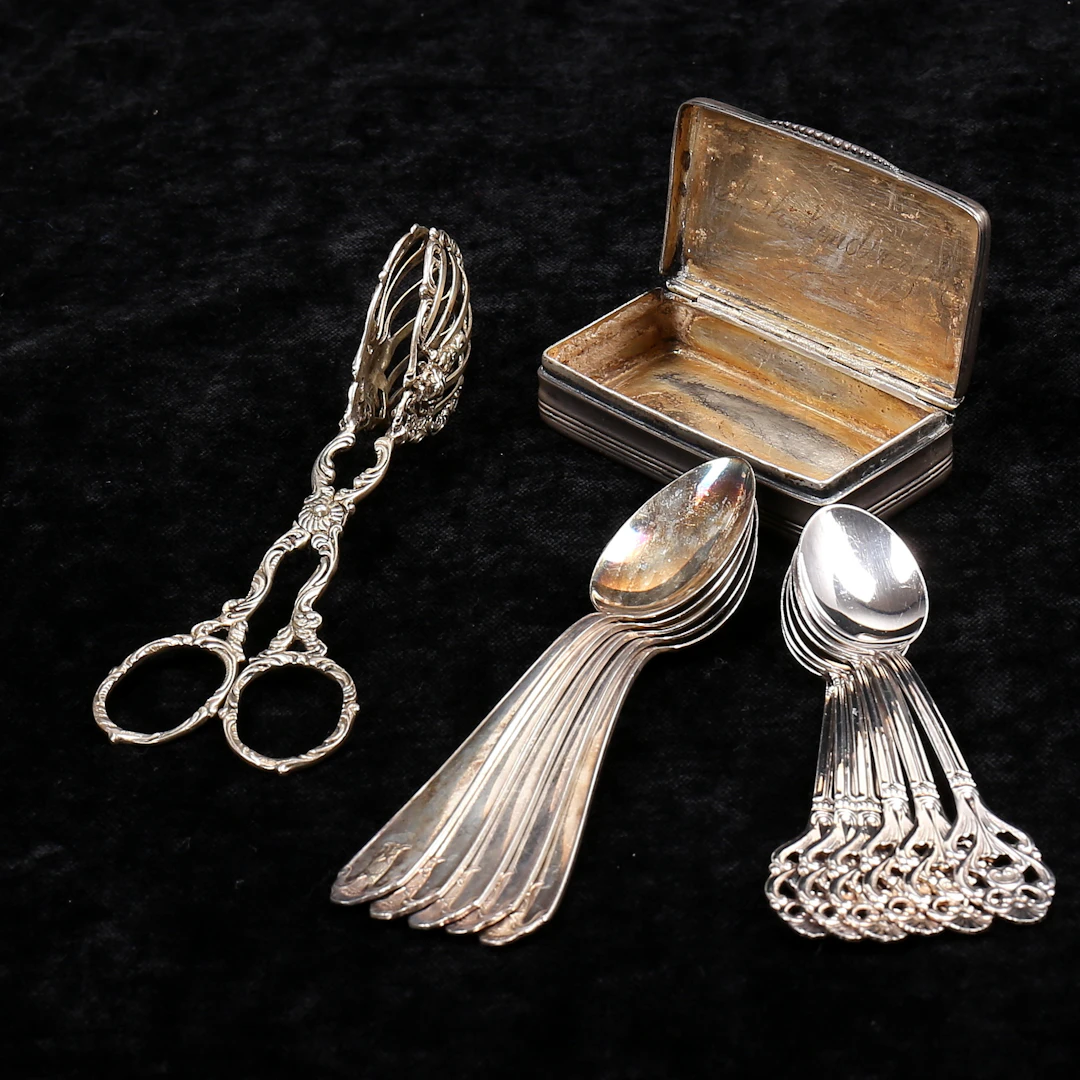 DOSA, KAFFESKEDAR, 13 delar, silver, F D Brauer, vikt 207 gram.