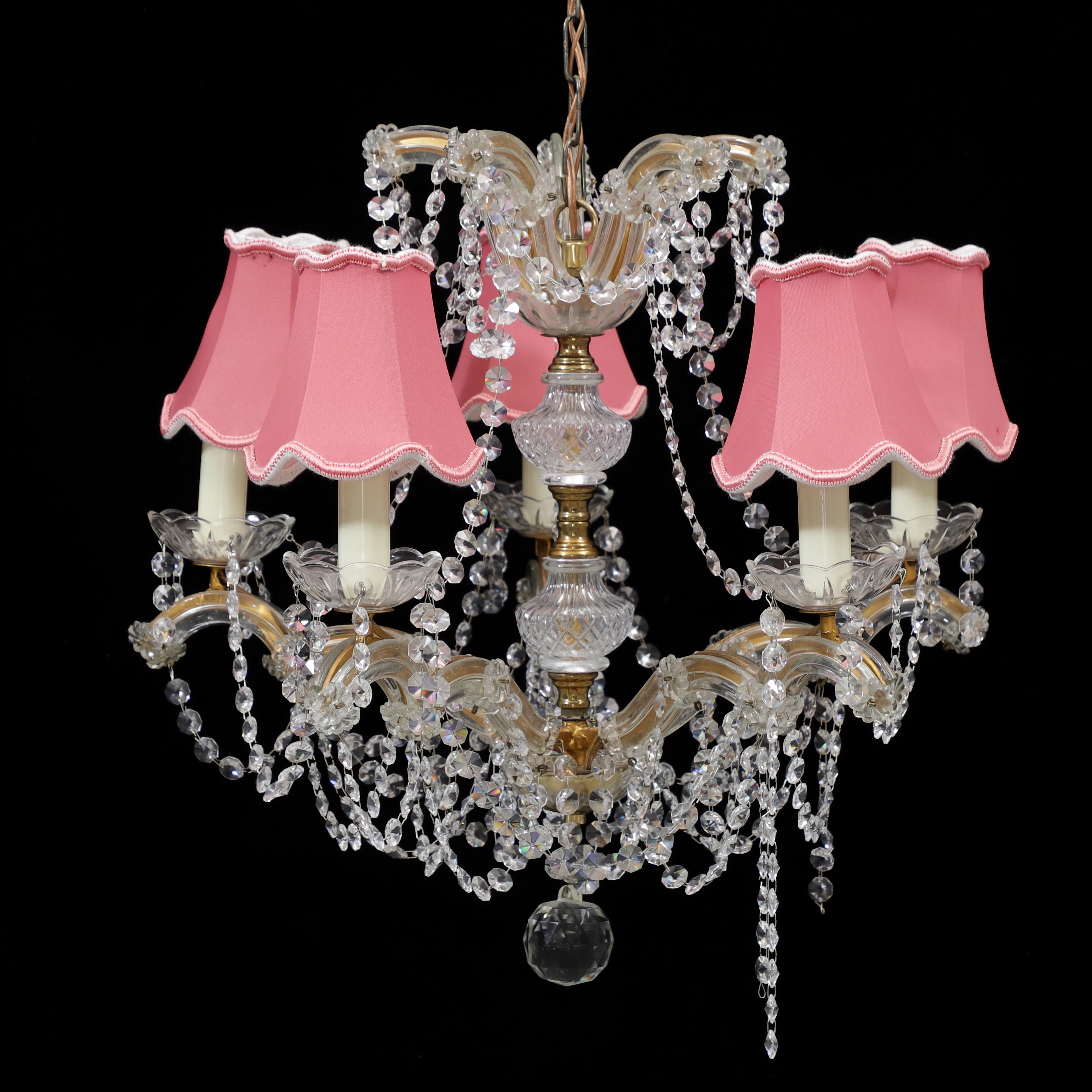 TAKLAMPA, ljuskrona, mässing glas, 1900-talets andra hälft.