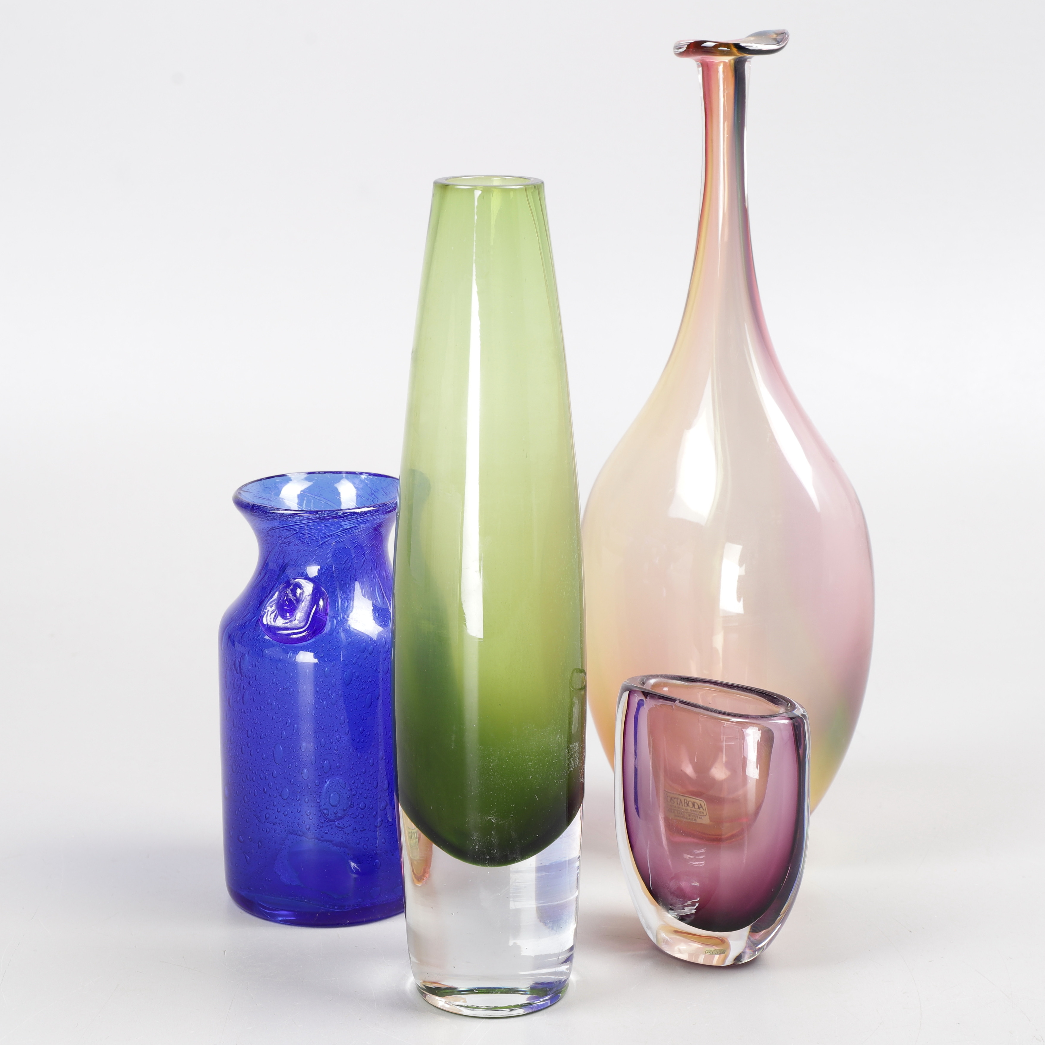 VASER, 4 st, glas, Vicke Lindstrand, Kjell Engman, Erik Höglund, Boda