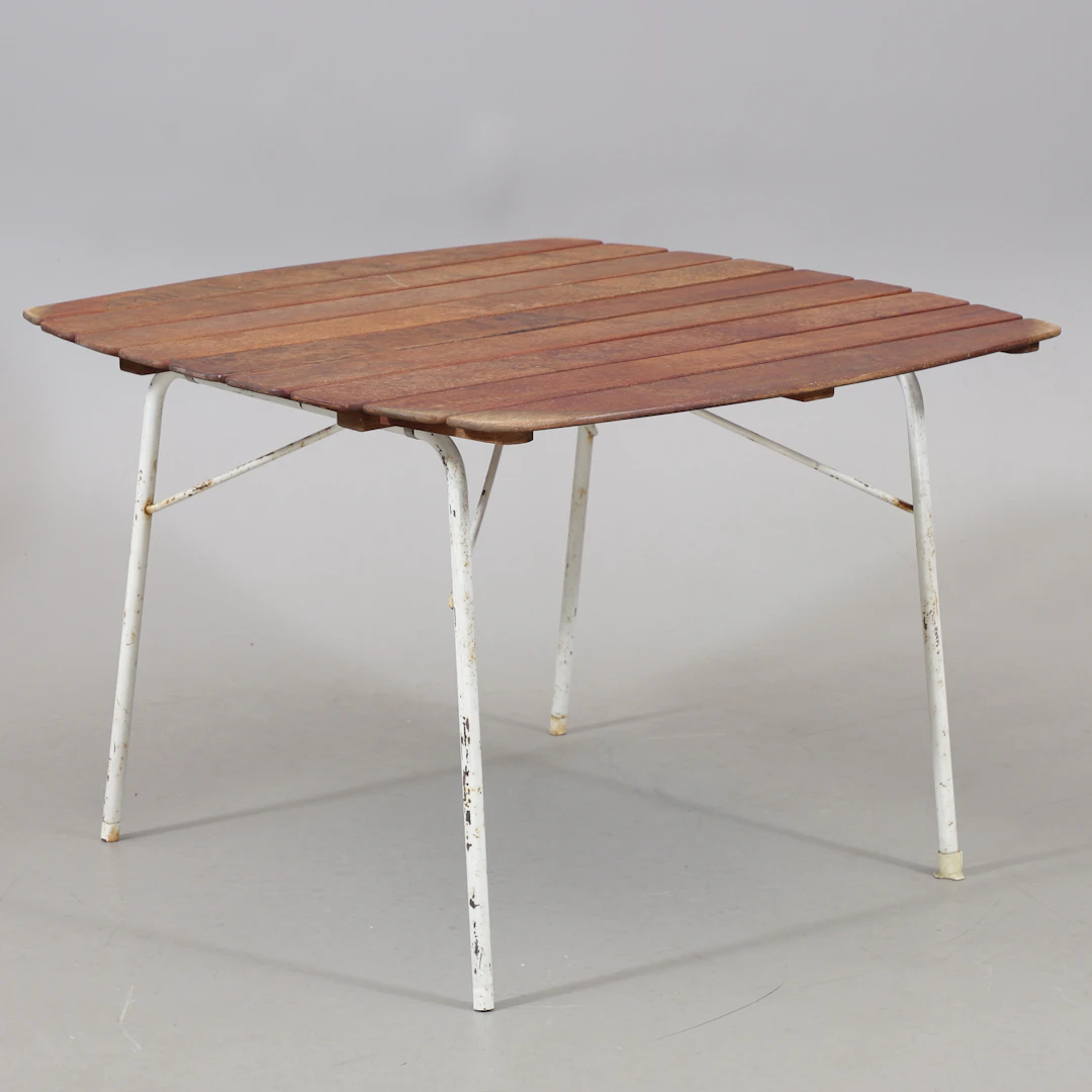 TRÄDGÅRDSBORD, teak/stål, 1960/70-tal.