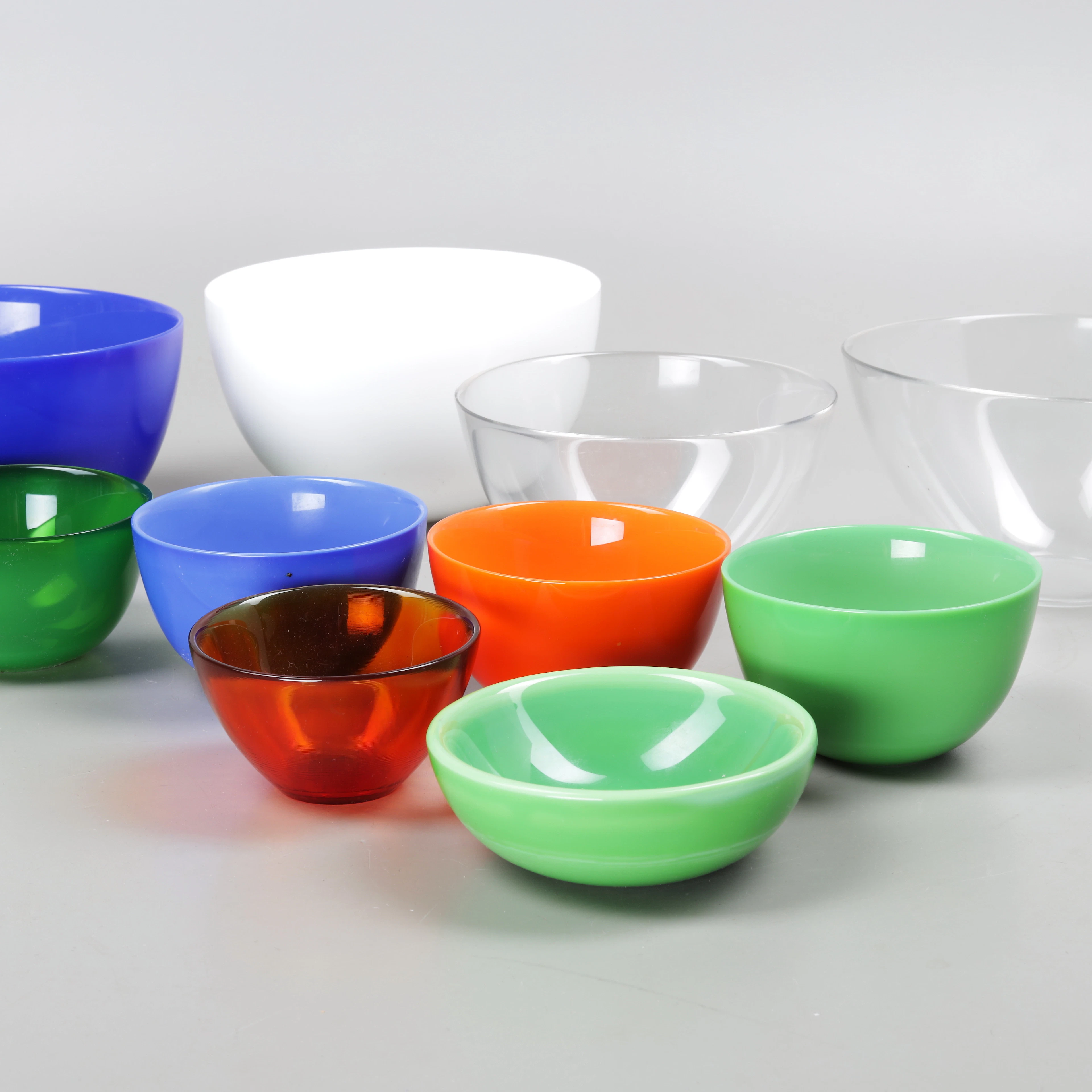 SVEN PALMQVIST. Skålar, 10 st, "Fuga", glas, Orrefors, 1950/60-tal.