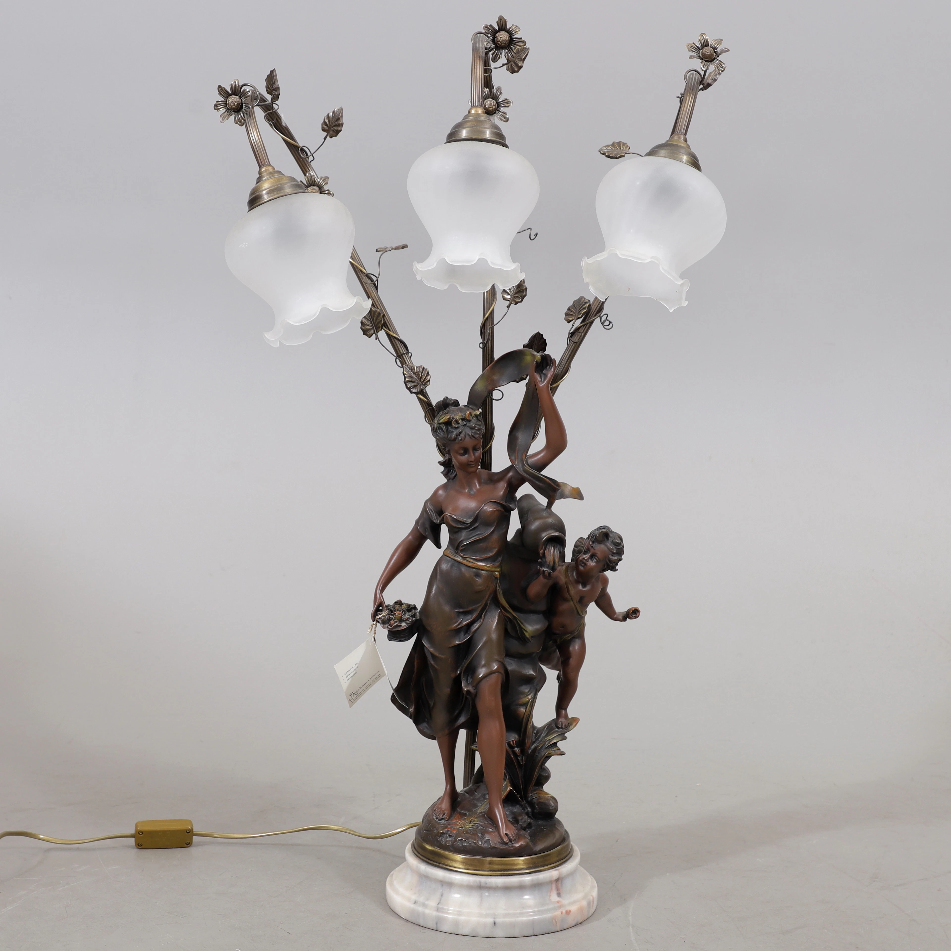 Figural BORDSLAMPA, bronserad konstmassa, jugendstil, Maiarte, Portugal