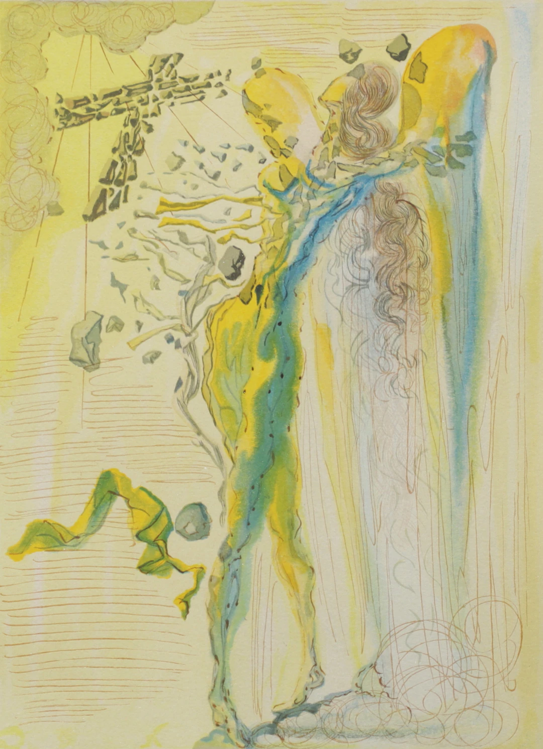 SALVADOR DALÍ. "L'Eclat des corps glorieux". Färglitografi, signerad