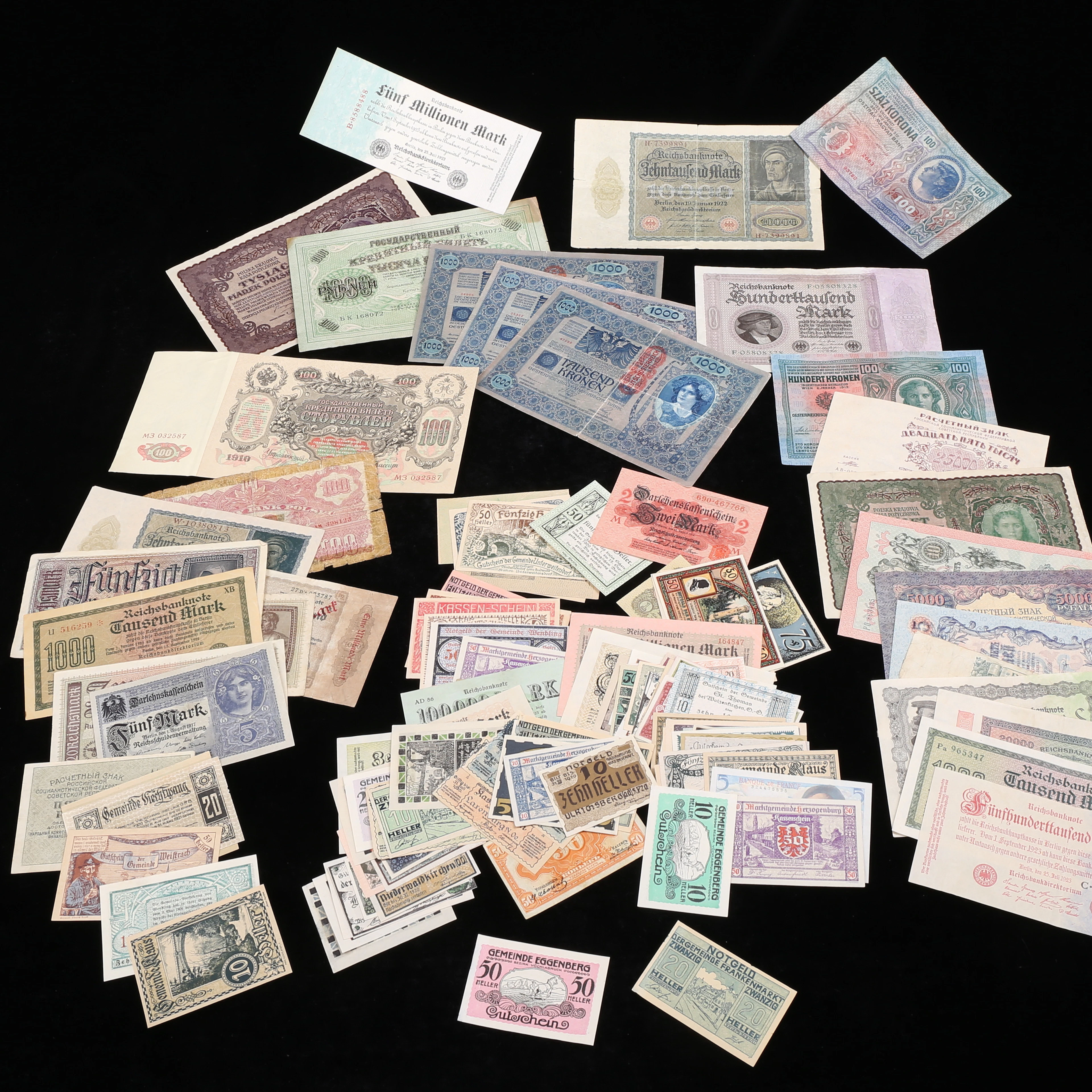 SEDLAR, ca 125 st Notgeld, 1900-talets första hälft.
