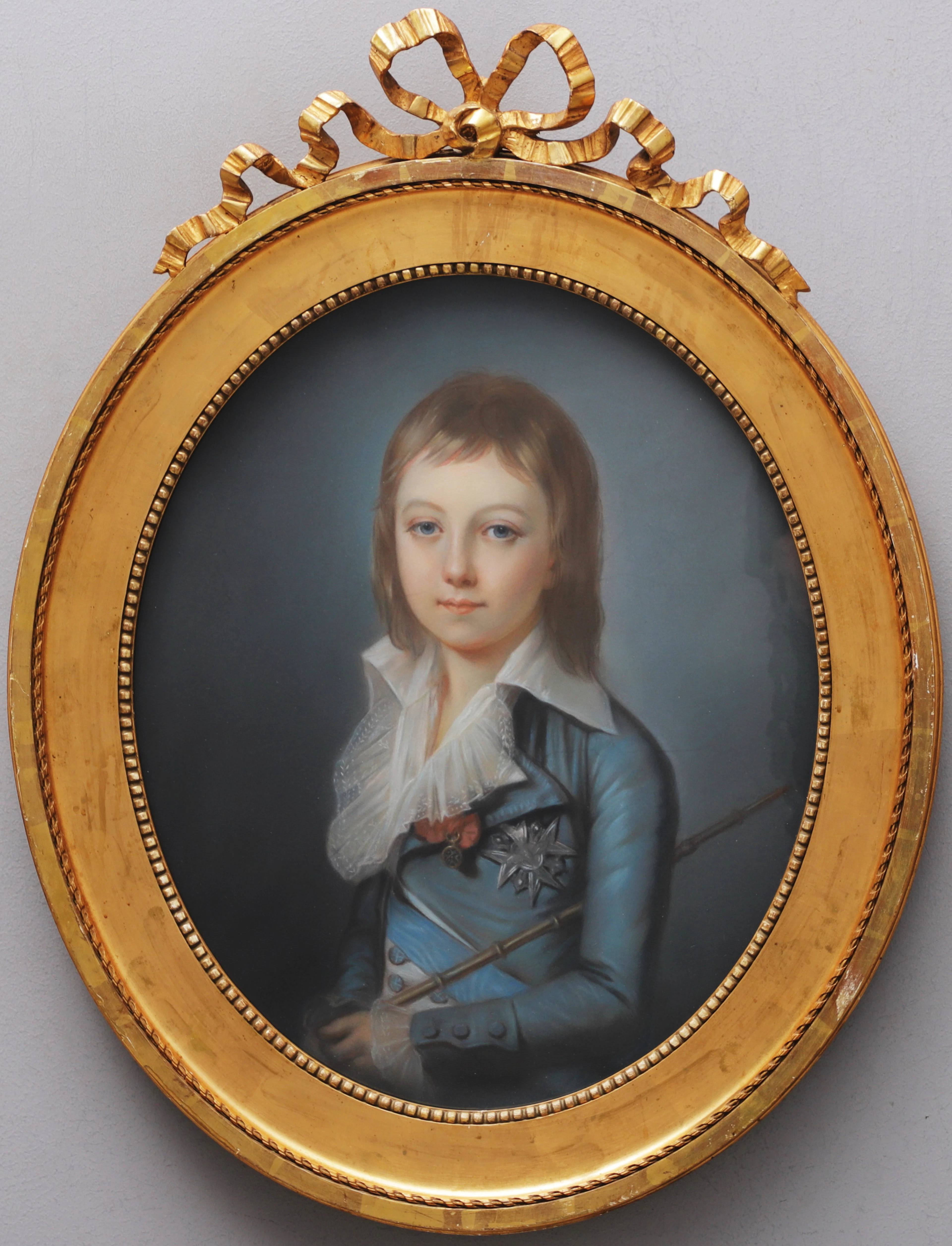 PORTRÄTT, Ludvig XVII. Pastell, osignerat.