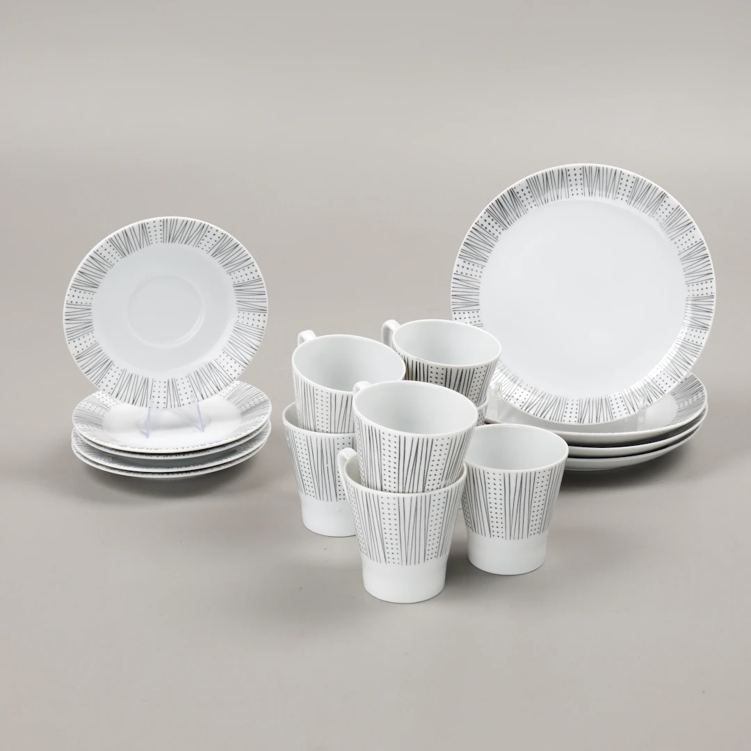 SVEN ERIK SKAWONIUS. Kaffeservis, 16 delar, "Karla", Upsala-Ekeby, 1950-tal.