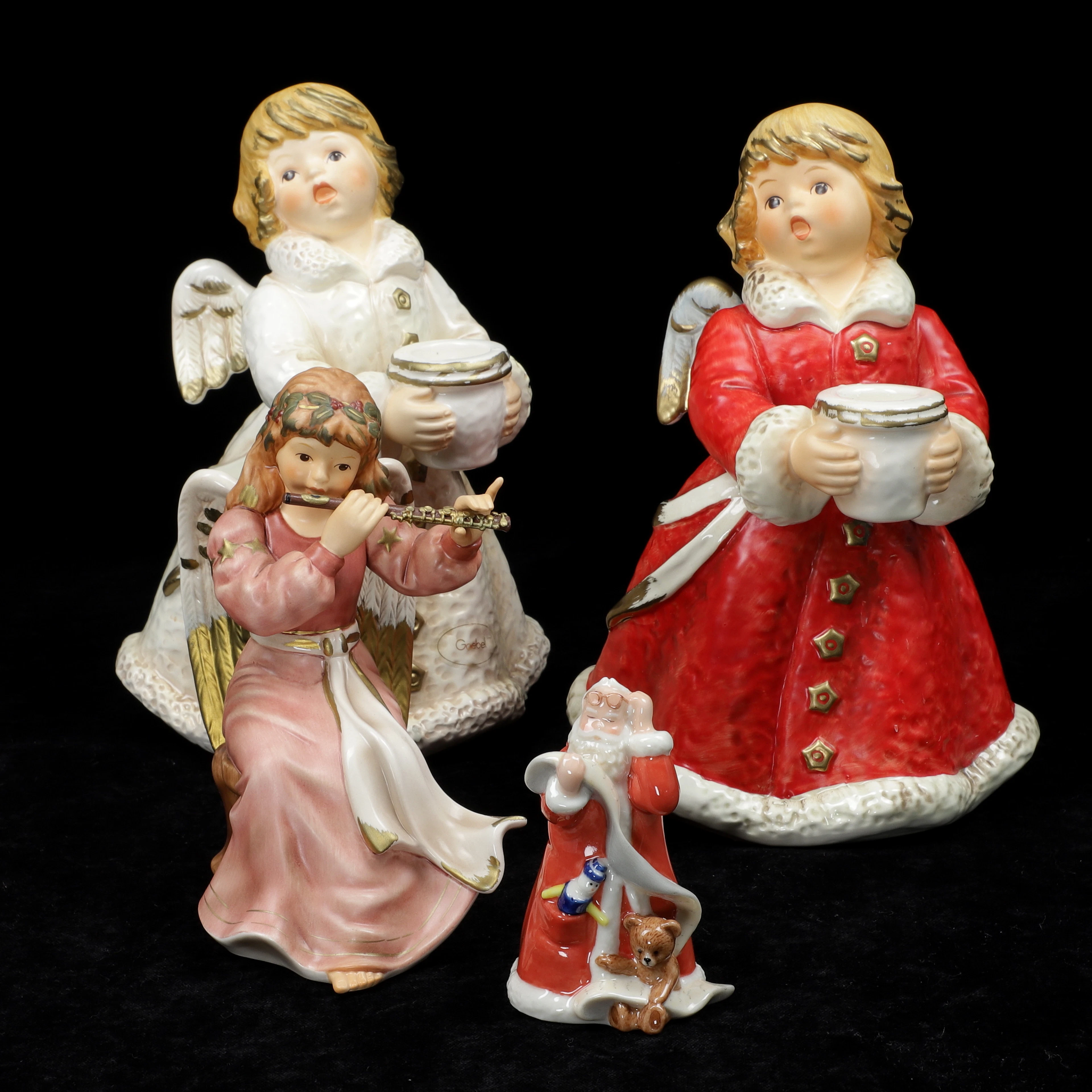 FIGURINER, 4 st, jultomte och änglar, keramik, Goebel, Royal Copenhagen