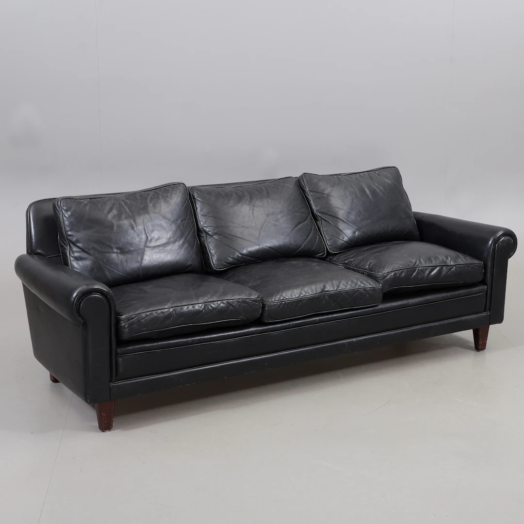 SOFFA, 3 sits, skinn, 1900-talets andra hälft.