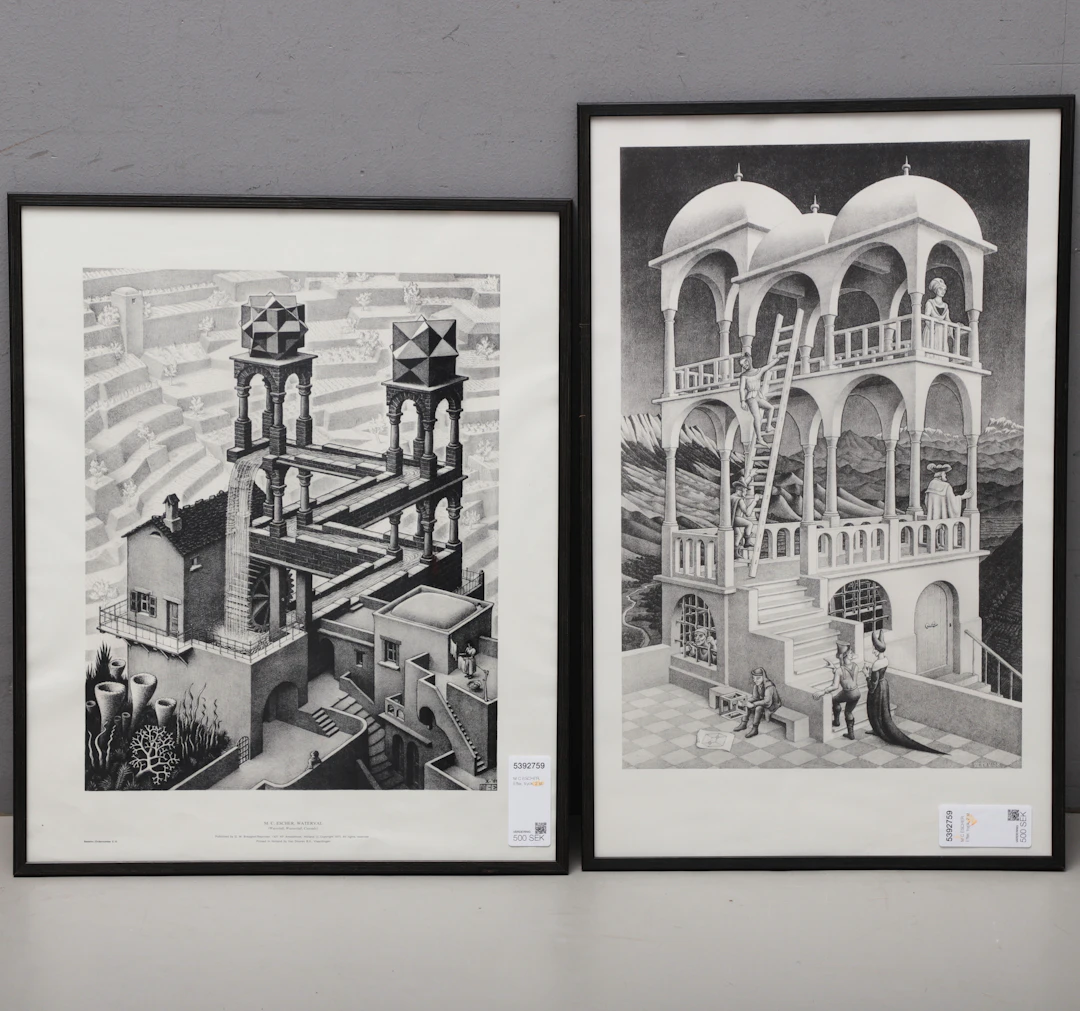 M C ESCHER. Efter, tryck, 2 st.