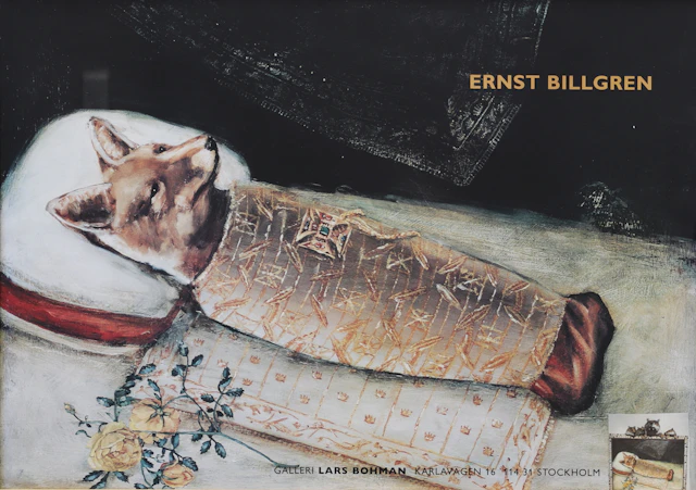 AFFISCH , "saknad räv" från Ernst Billgrens konstutställning " på