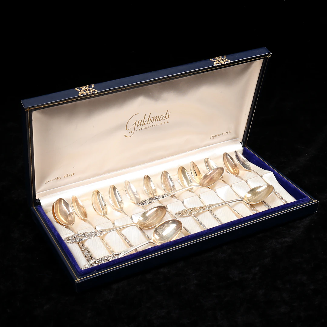 KAFFESKEDAR, 17 st, silver, vikt 175 gram.