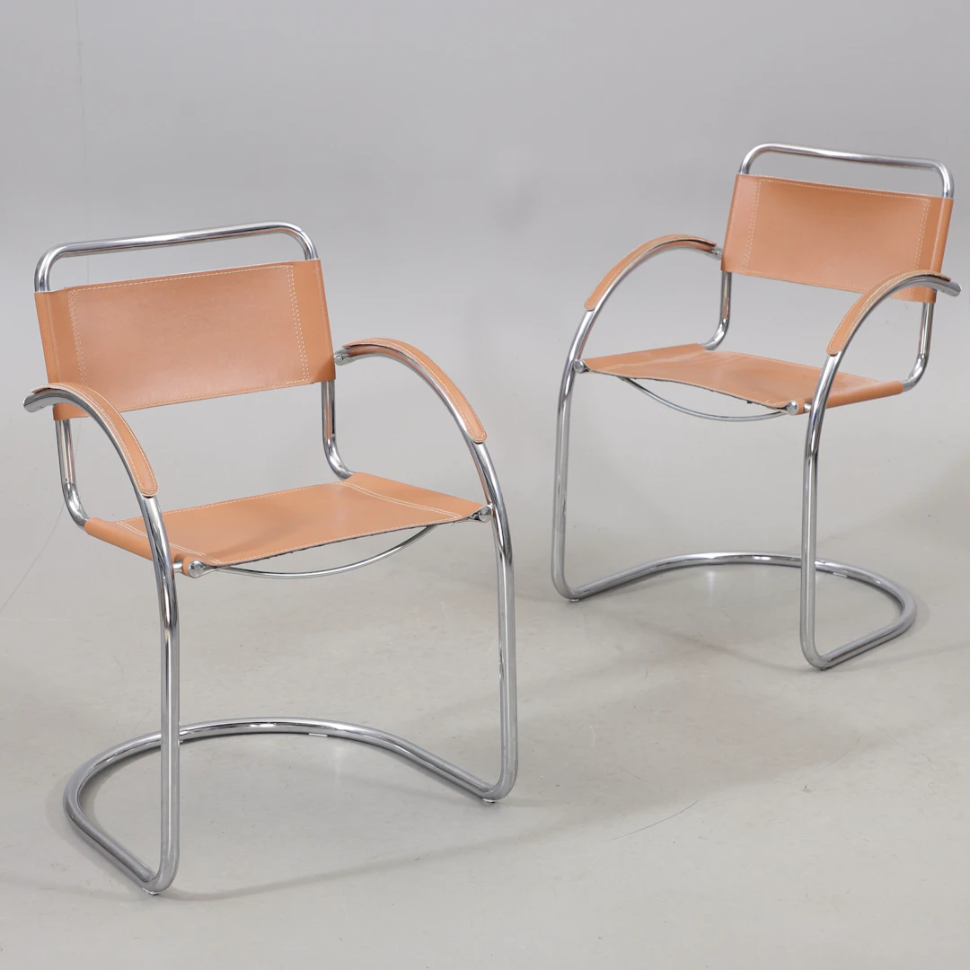 KARMSTOLAR, ett par, krom, 1980-tal.