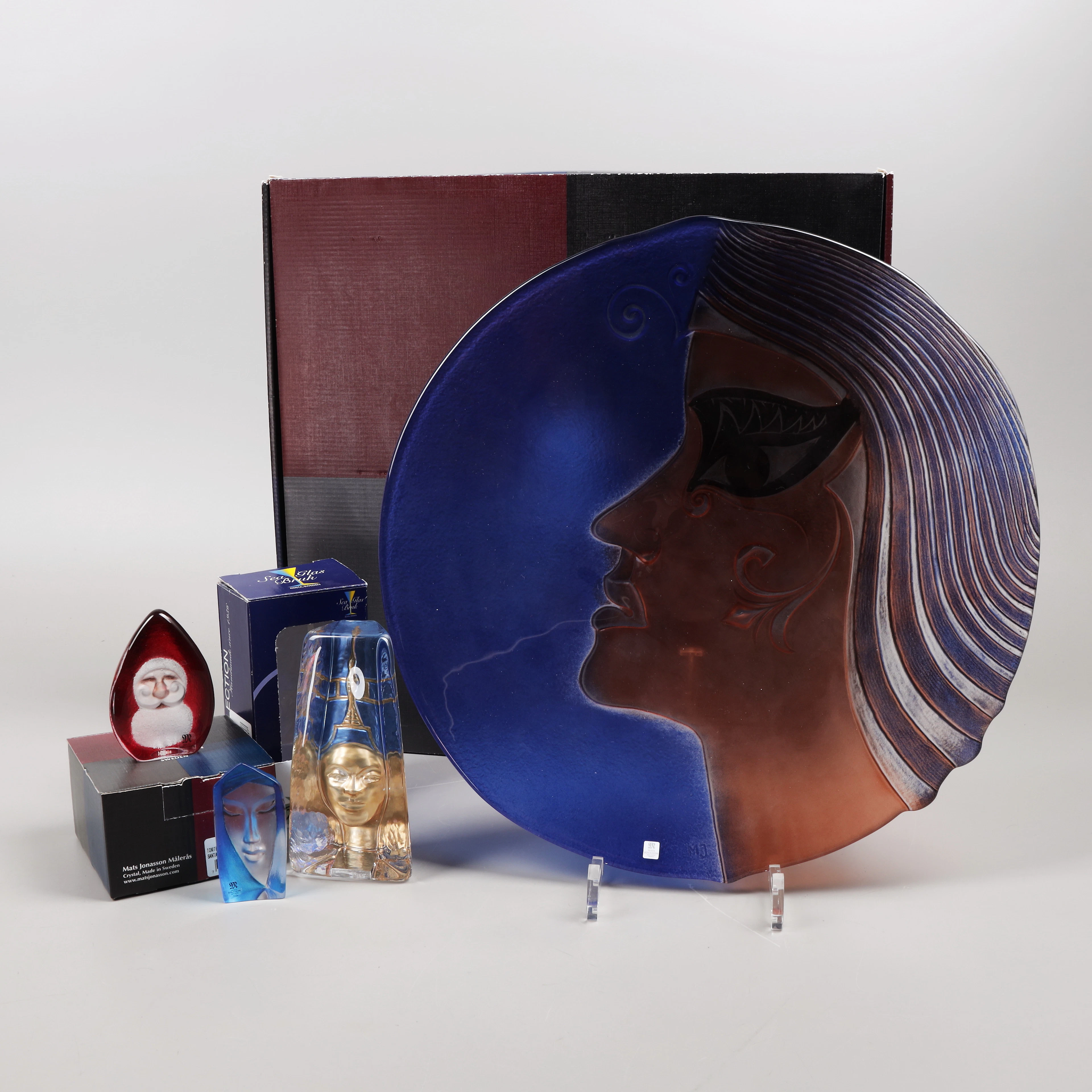 GLASFÖREMÅL, 4 delar, "Athena", Mats Jonasson, Renate Stock, Målerås