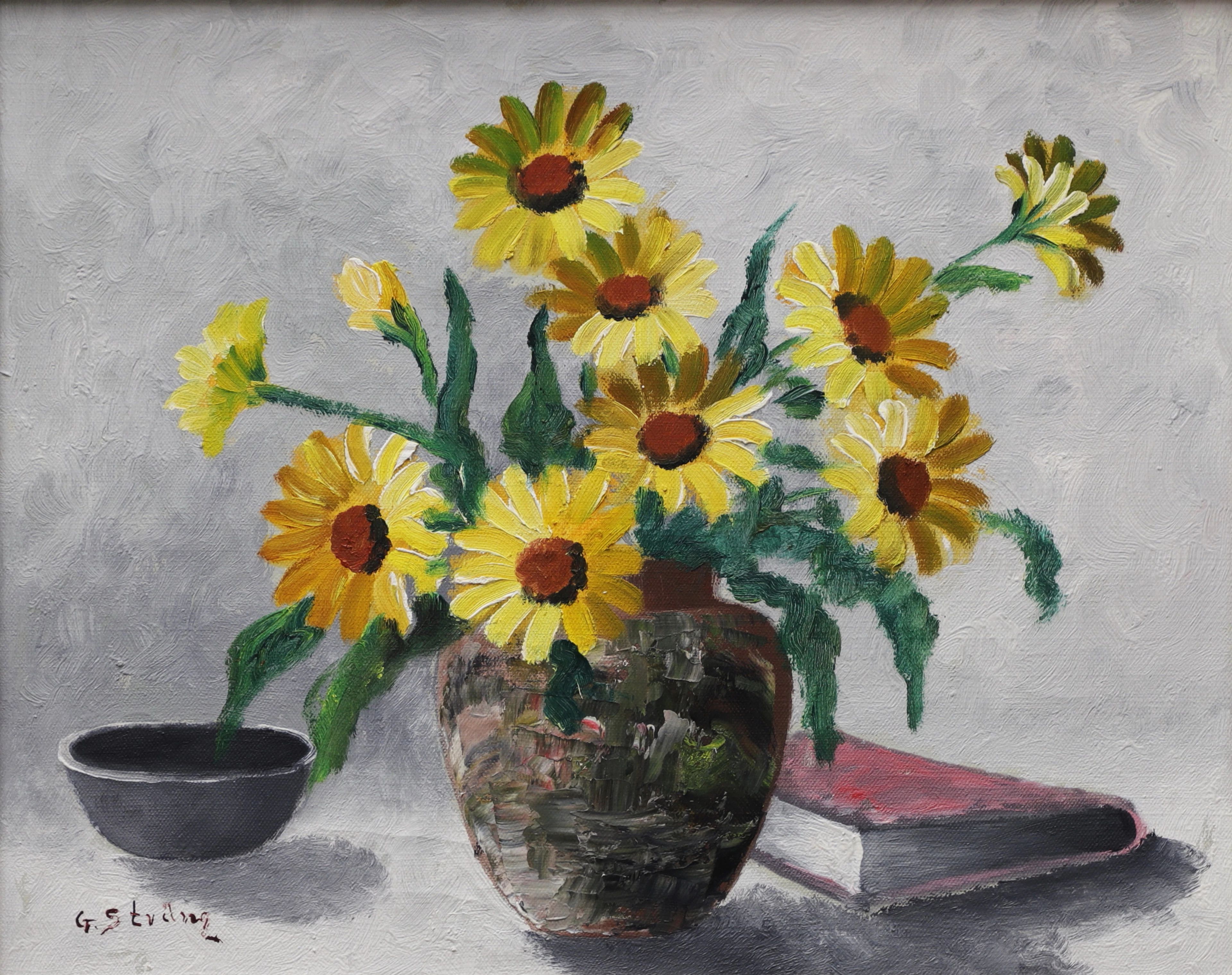 GUNNAR STRÄNG. Blomsterstilleben, olja på duk, signerad.