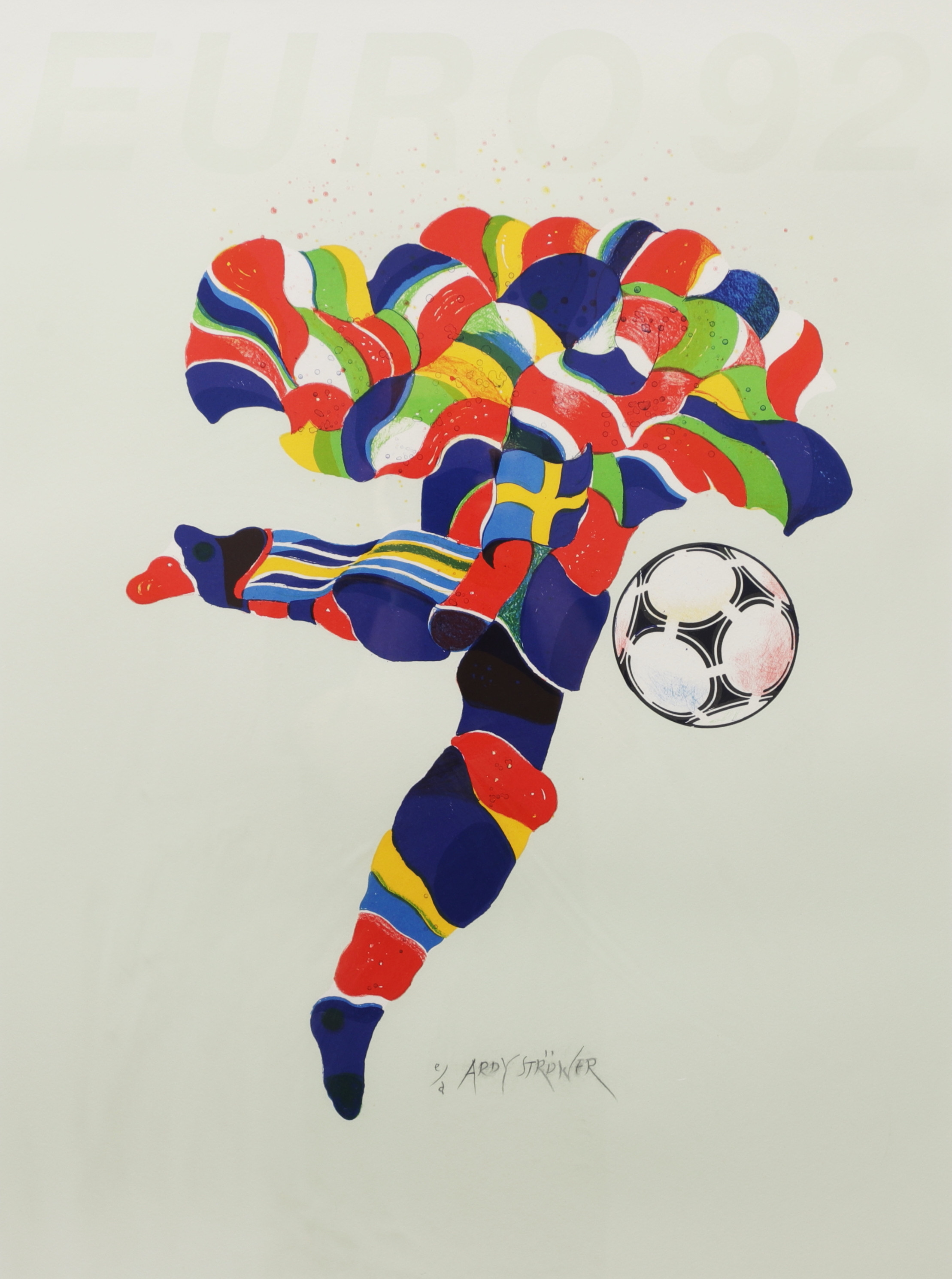ARDY STRÜWER. "Euro 92", litografi, signerad.