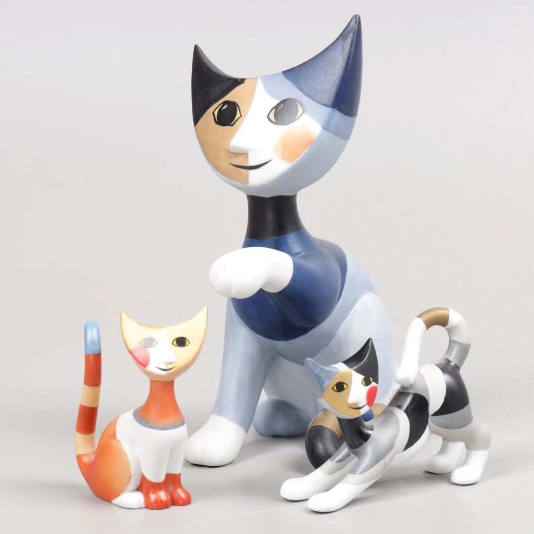 ROSITA WACHTMEISTER. Figuriner, 3 st, katter, Goebel, 1990-tal.