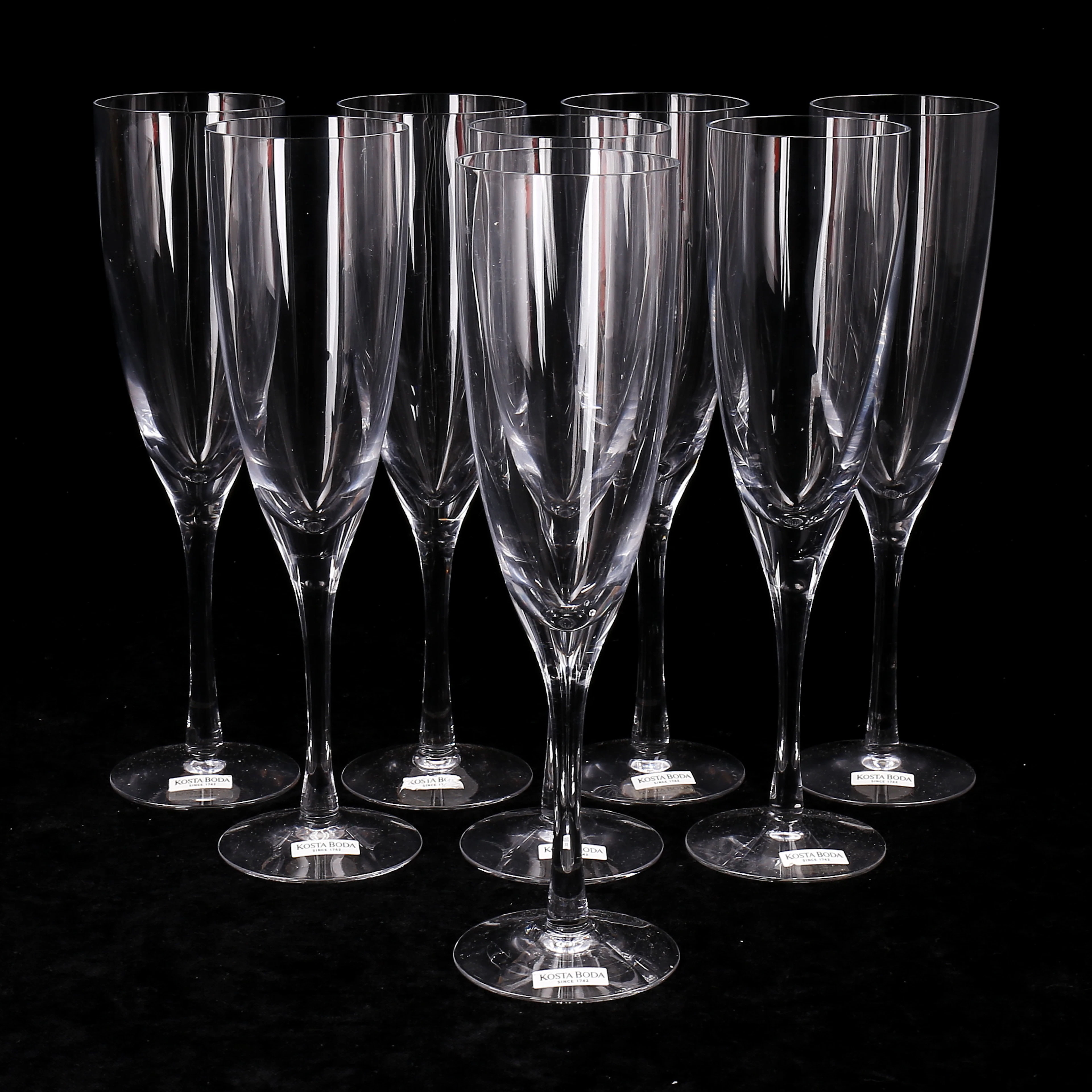 BERTIL VALLIEN. Champagneglas, 8 st, "Chateau", Kosta Boda.